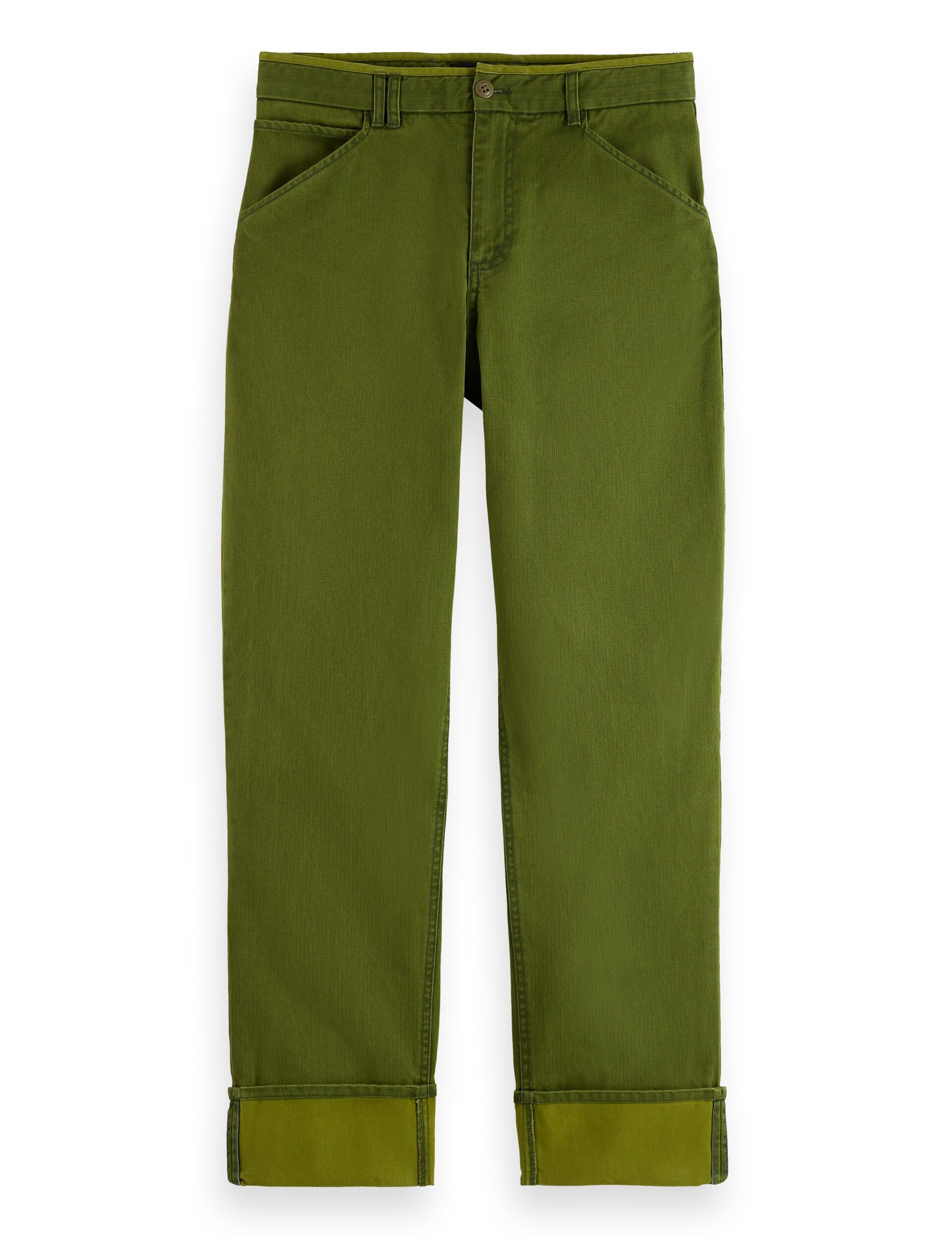 Clarke - washed cotton-blend herringbone straight fit chino