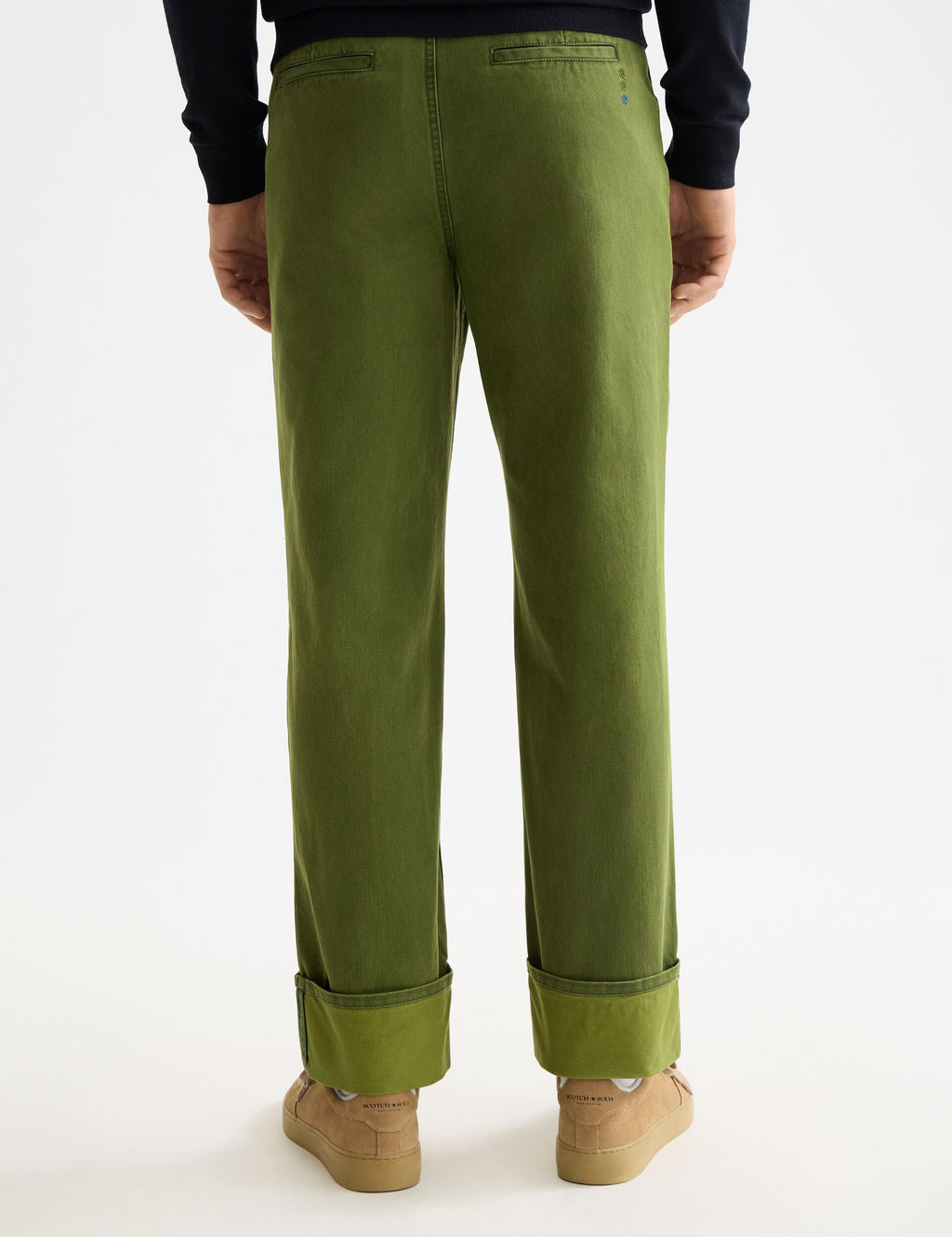 Clarke - washed cotton-blend herringbone straight fit chino