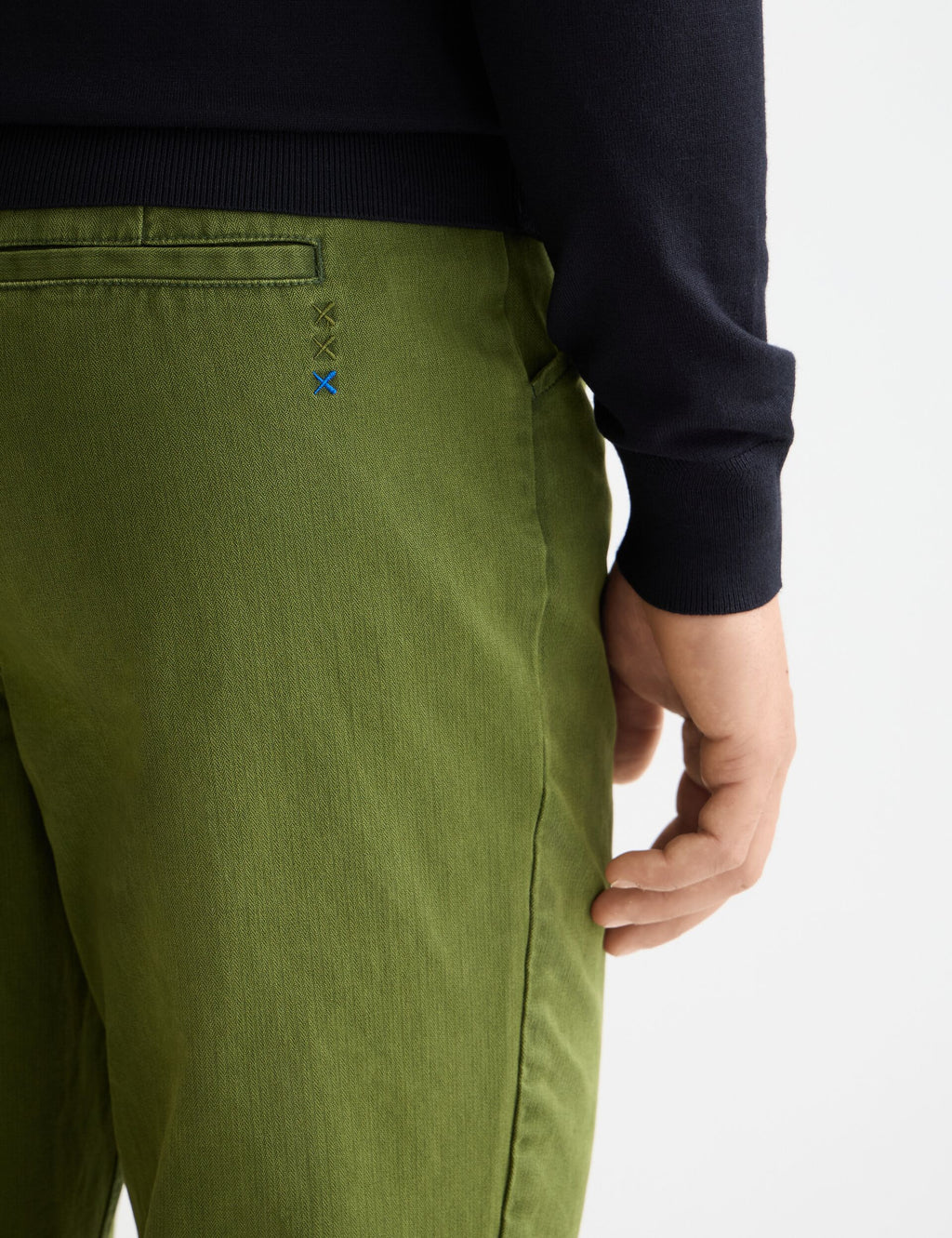 Clarke - washed cotton-blend herringbone straight fit chino
