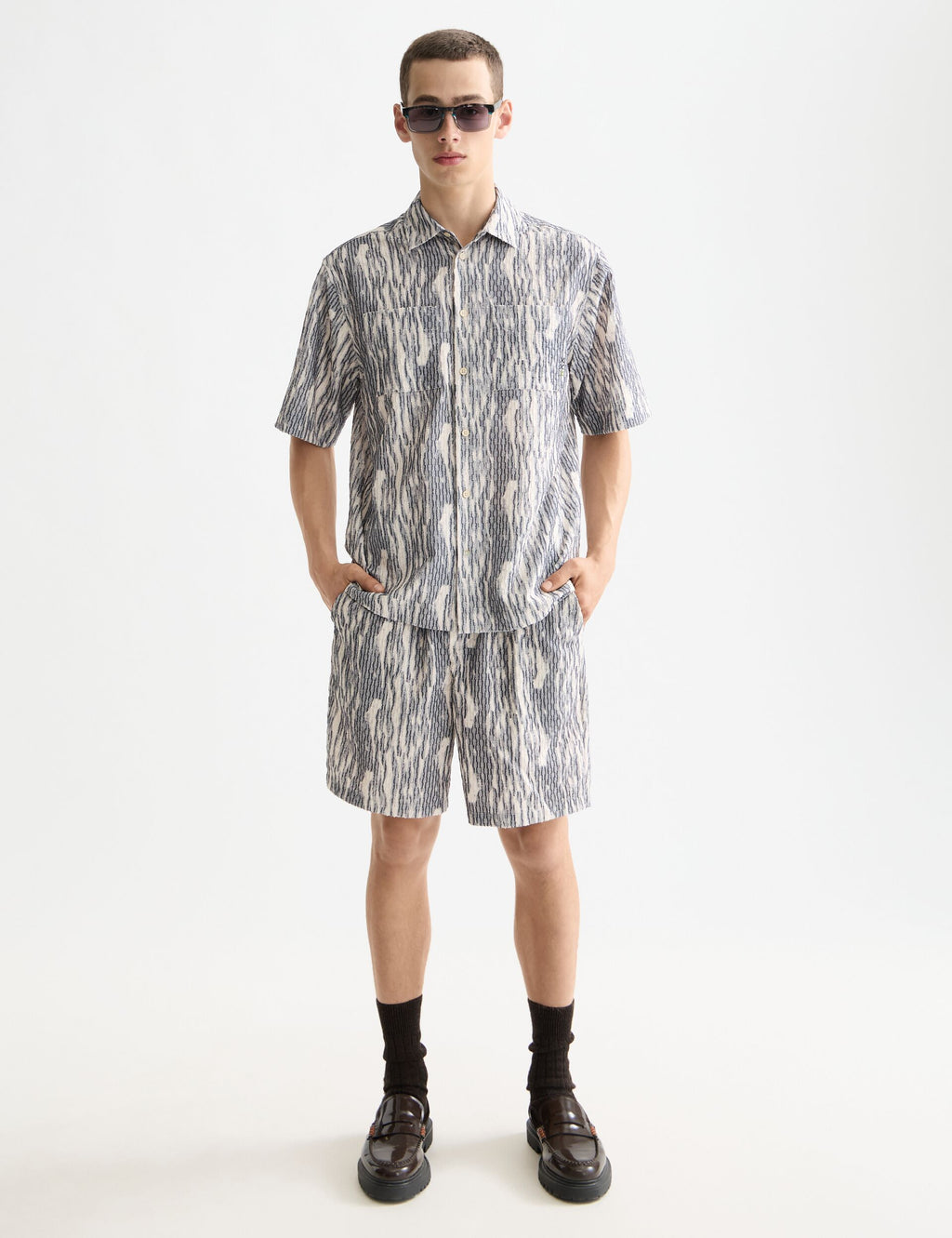 Fave - jacquard viscose-blend regular fit bermuda short