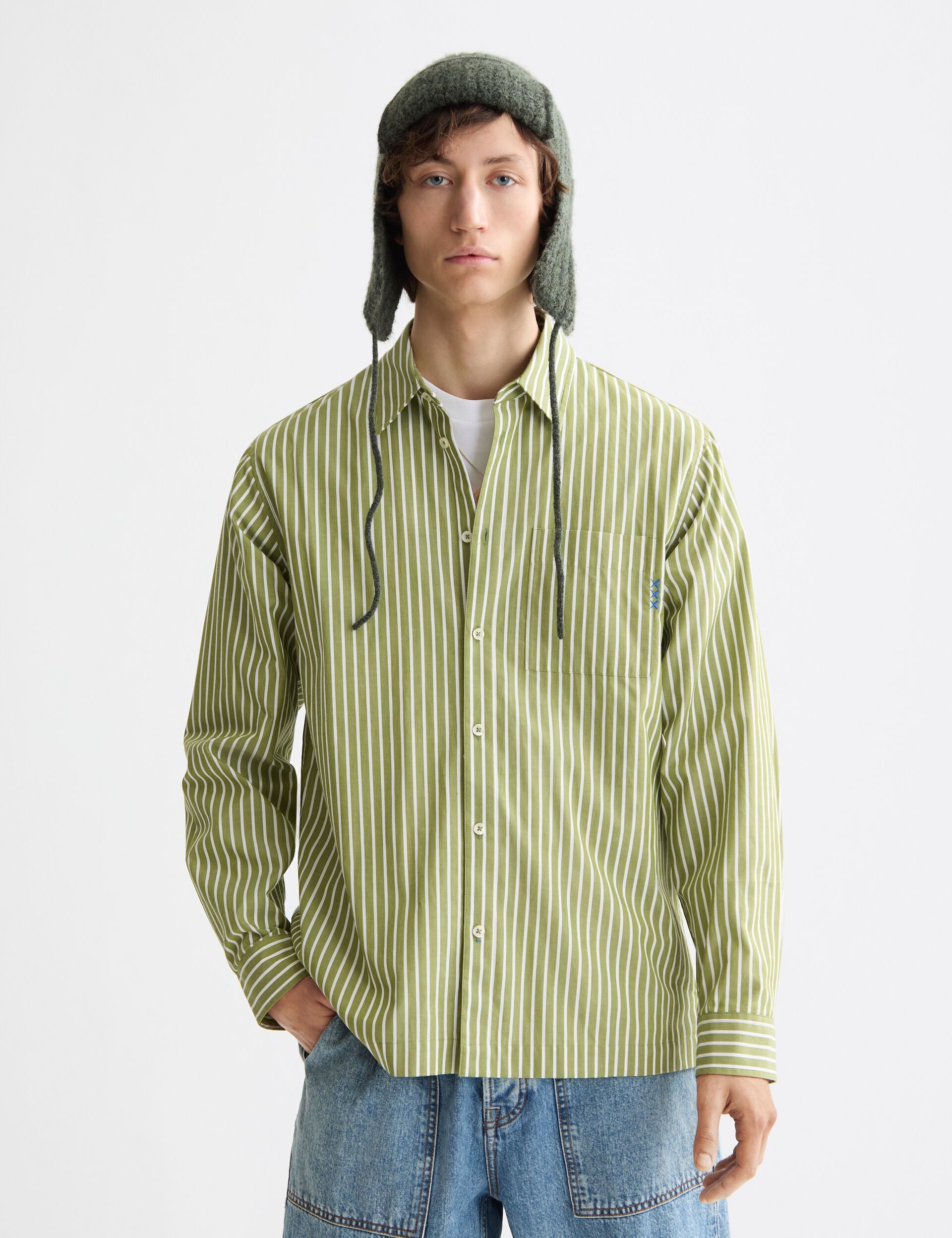 Striped Relaxed-Fit Poplin Shirt