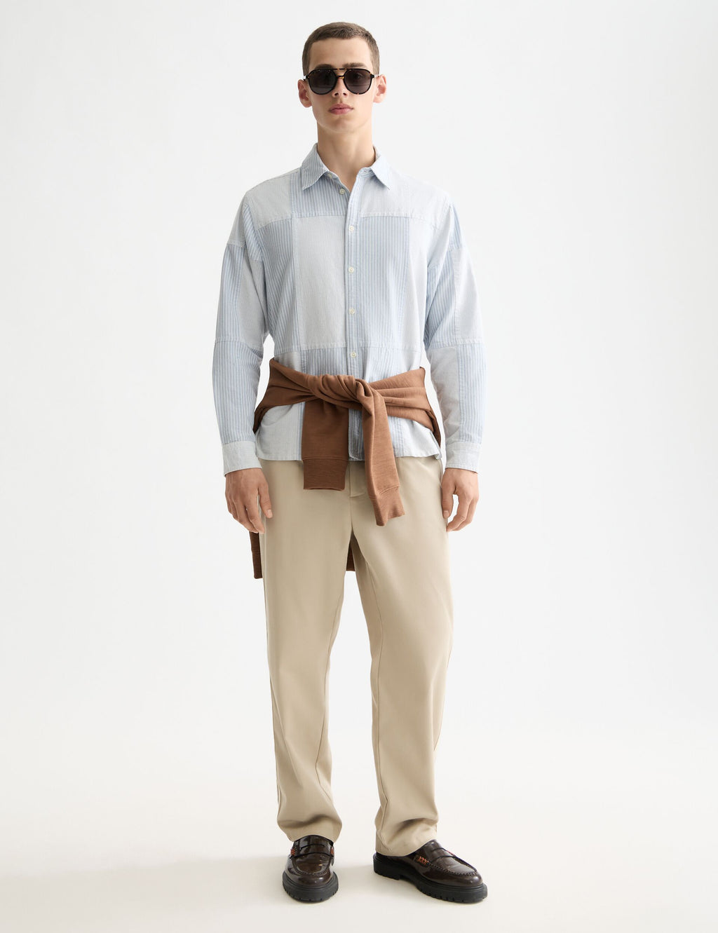 Patchwork relaxed-fit oxford shirt