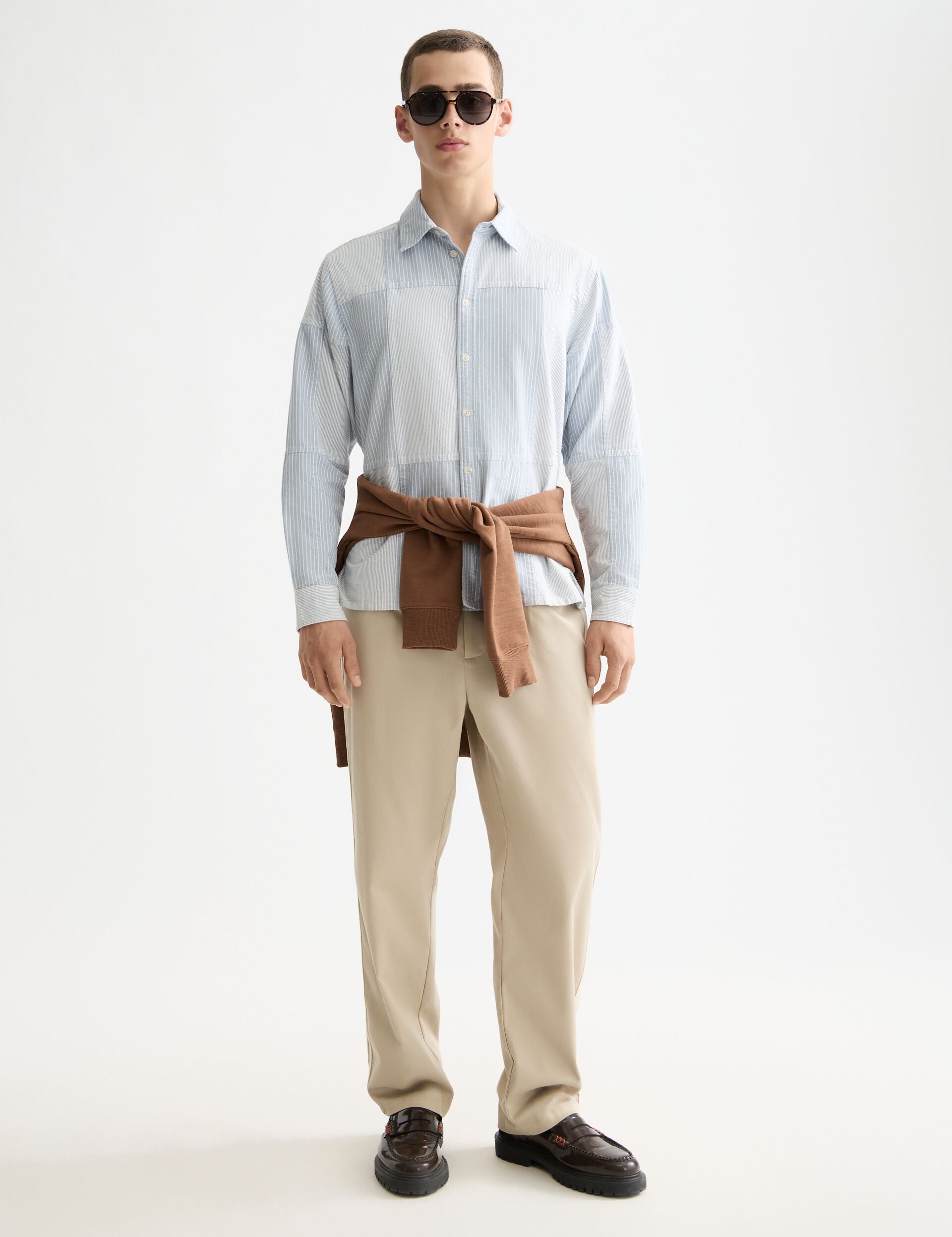 Patchwork relaxed-fit oxford shirt