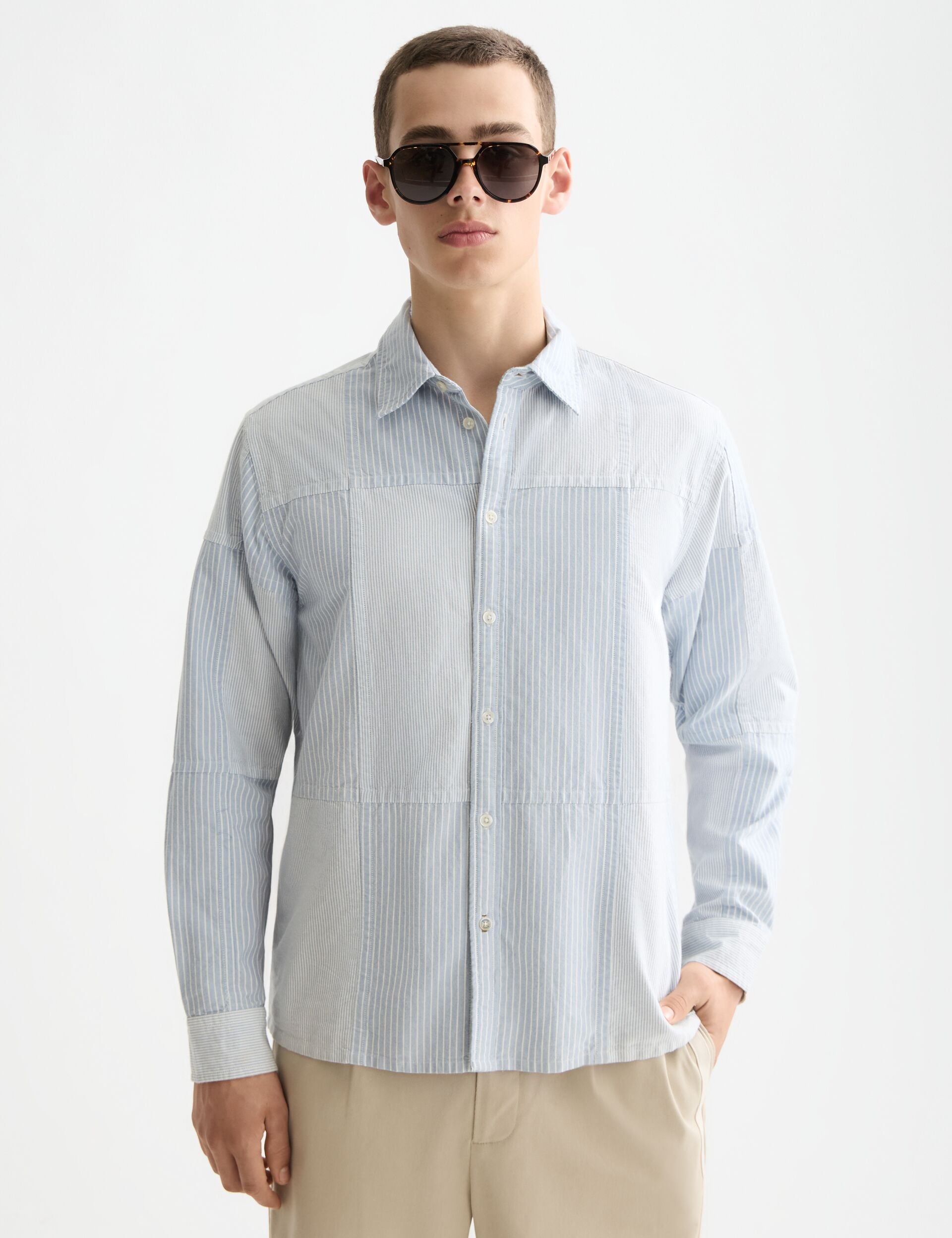 Patchwork relaxed-fit oxford shirt
