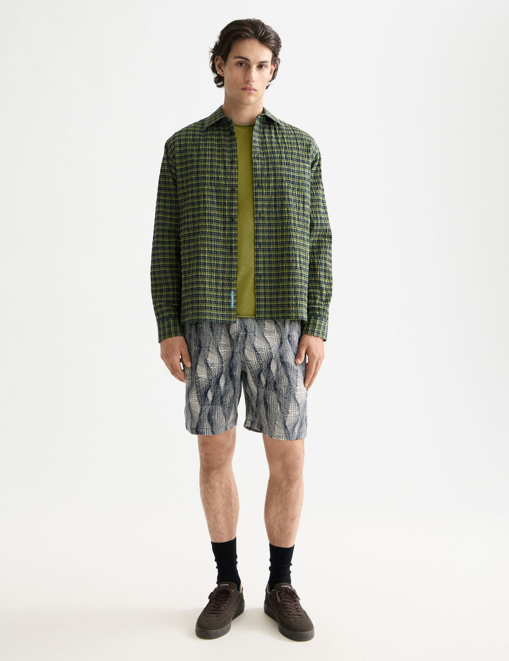 Crinkle checked shirt