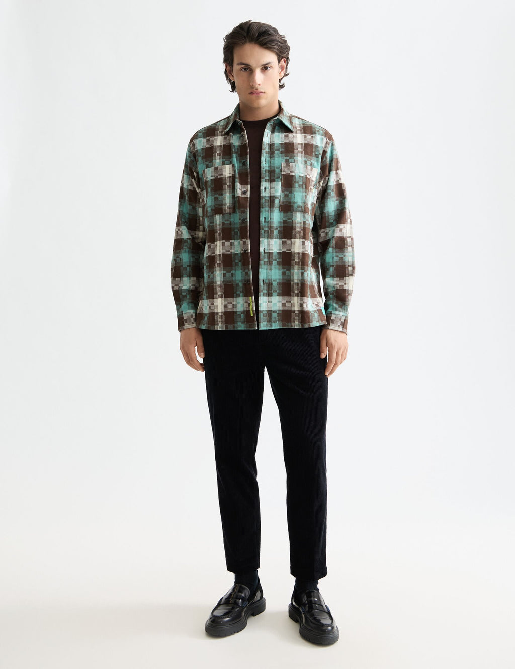 Abstract check relaxed-fit shirt