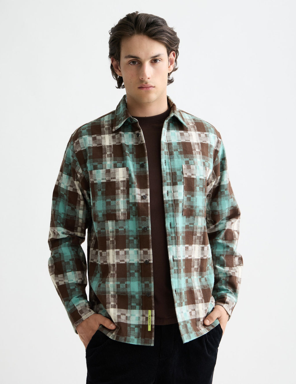 Abstract check relaxed-fit shirt