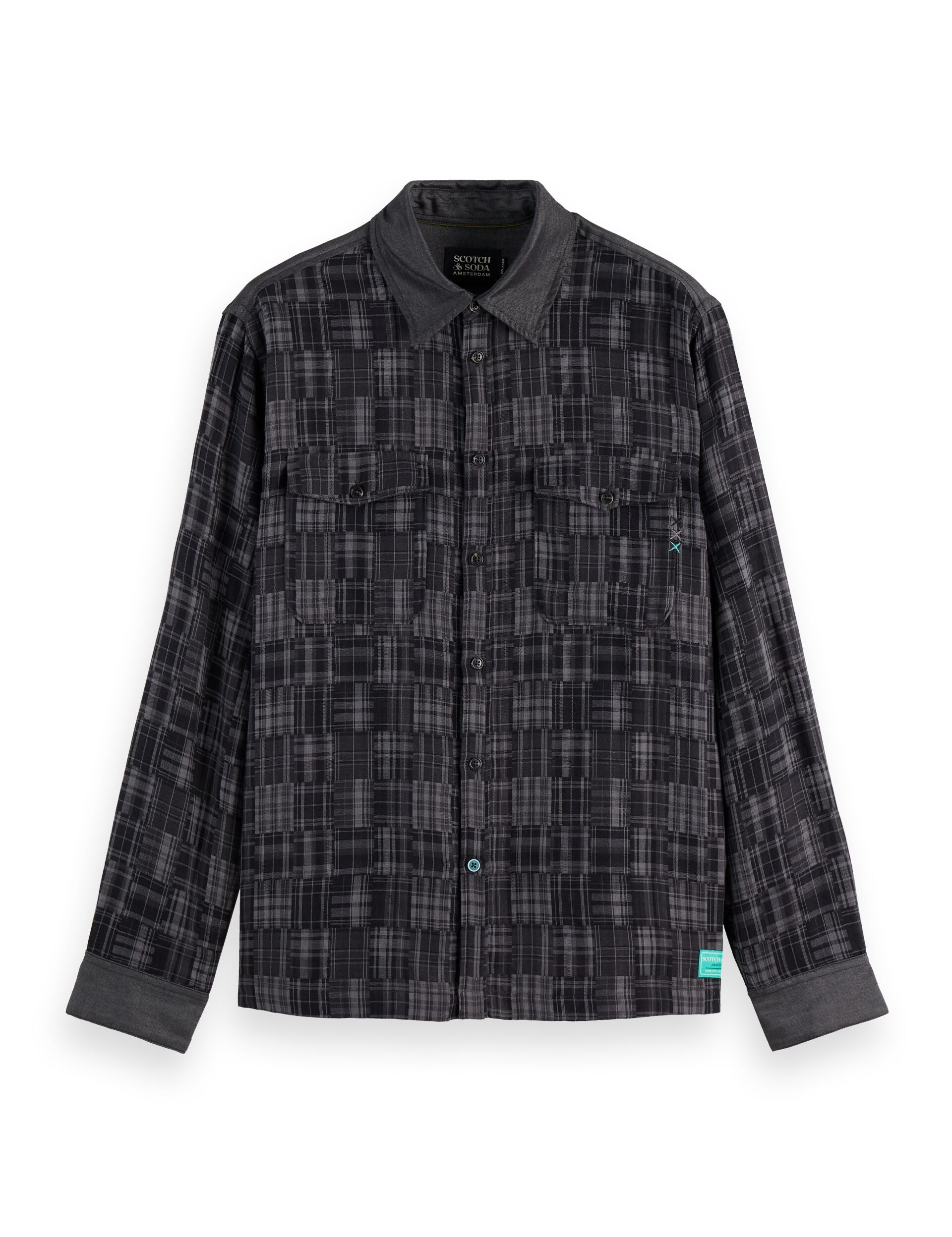 Patchwork flannel relaxed-fit shirt