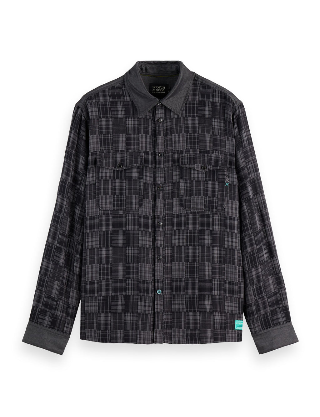 Patchwork flannel relaxed-fit shirt