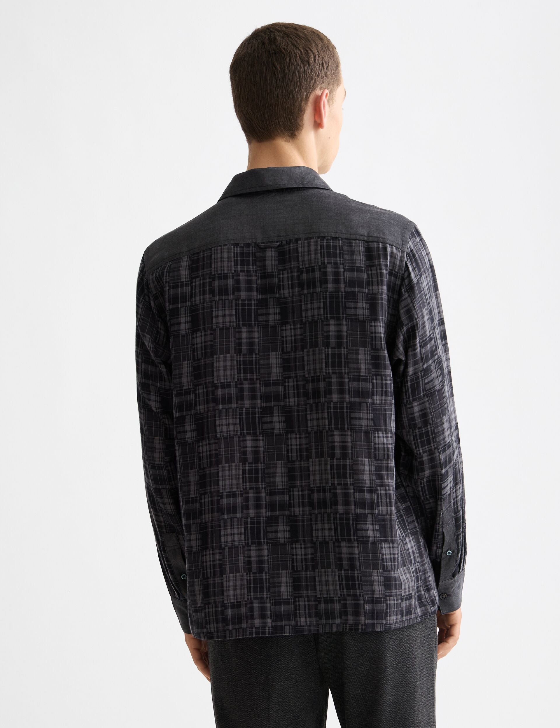 Patchwork flannel relaxed-fit shirt