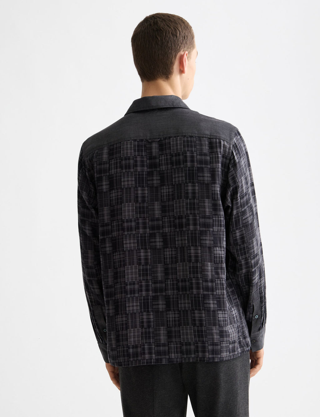 Patchwork flannel relaxed-fit shirt
