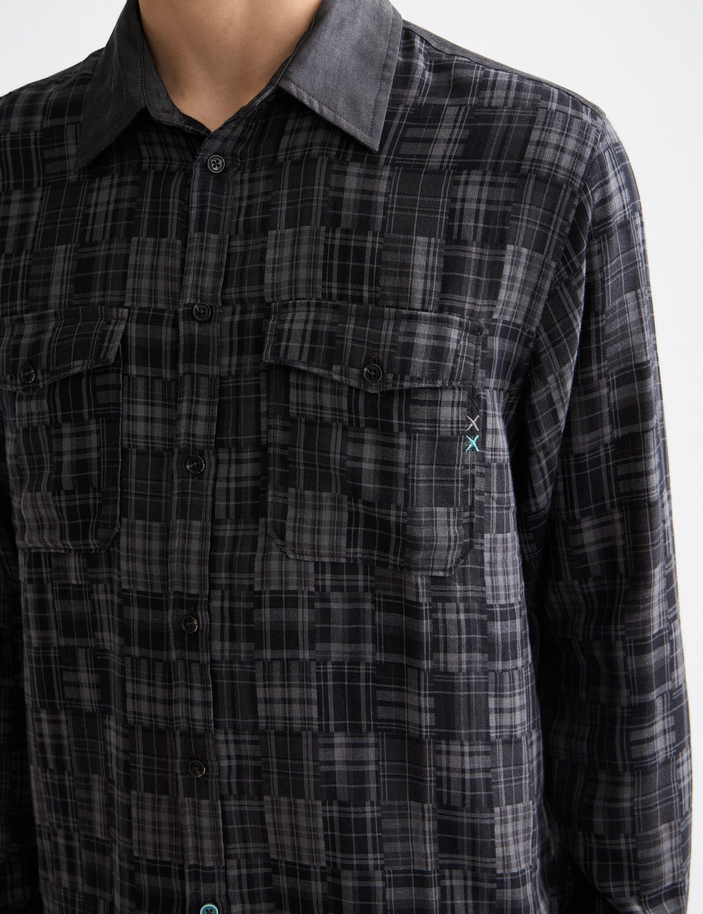 Patchwork flannel relaxed-fit shirt