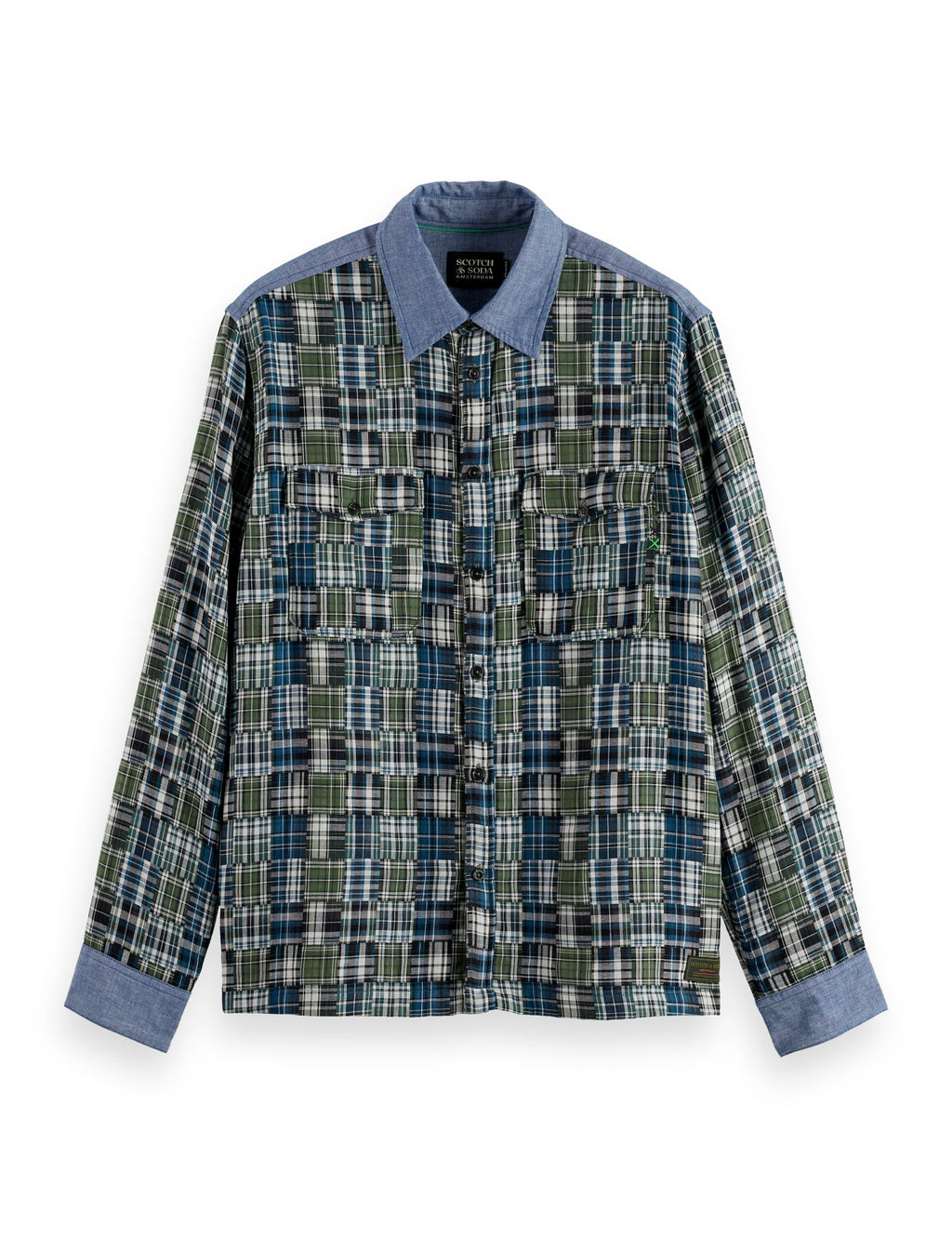 Patchwork flannel relaxed-fit shirt