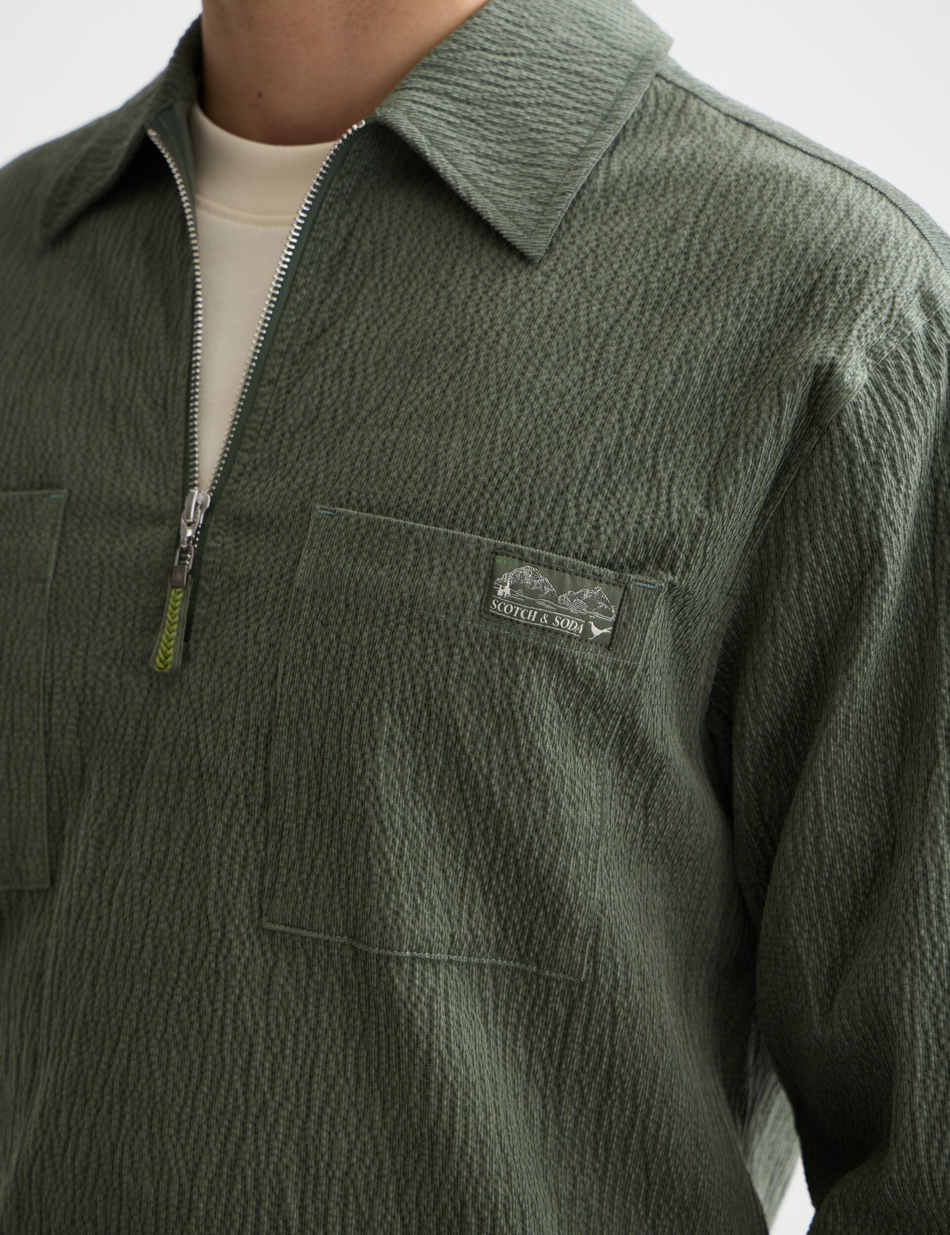 Quarter zip corduroy shirt – Scotch & Soda