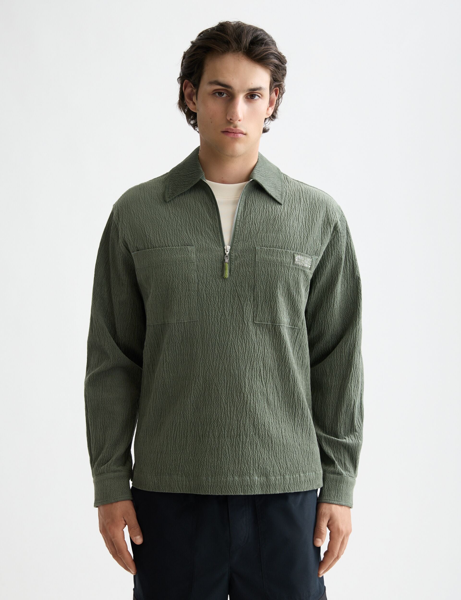 Quarter zip corduroy shirt – Scotch & Soda