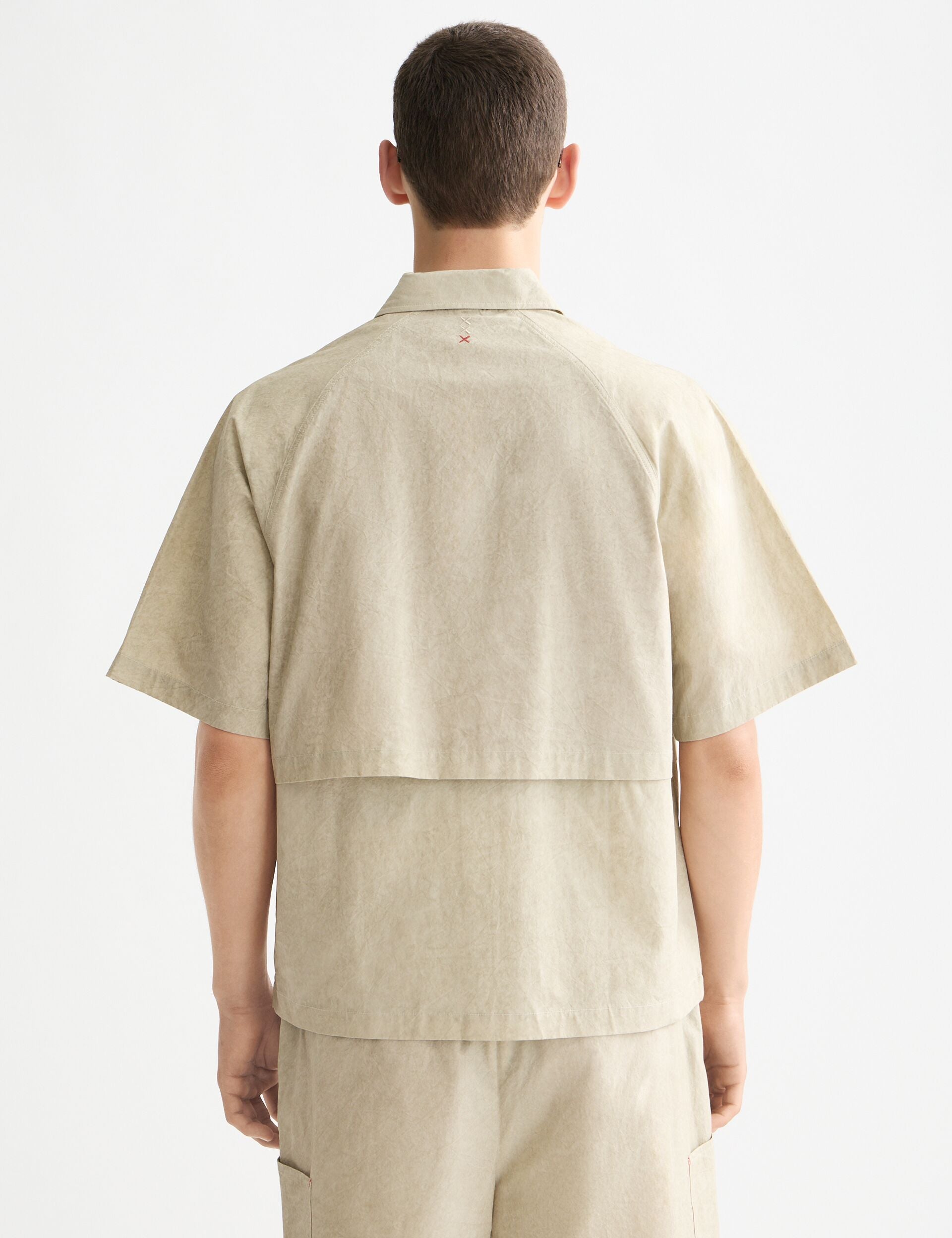 Washed layered short-sleeved shirt
