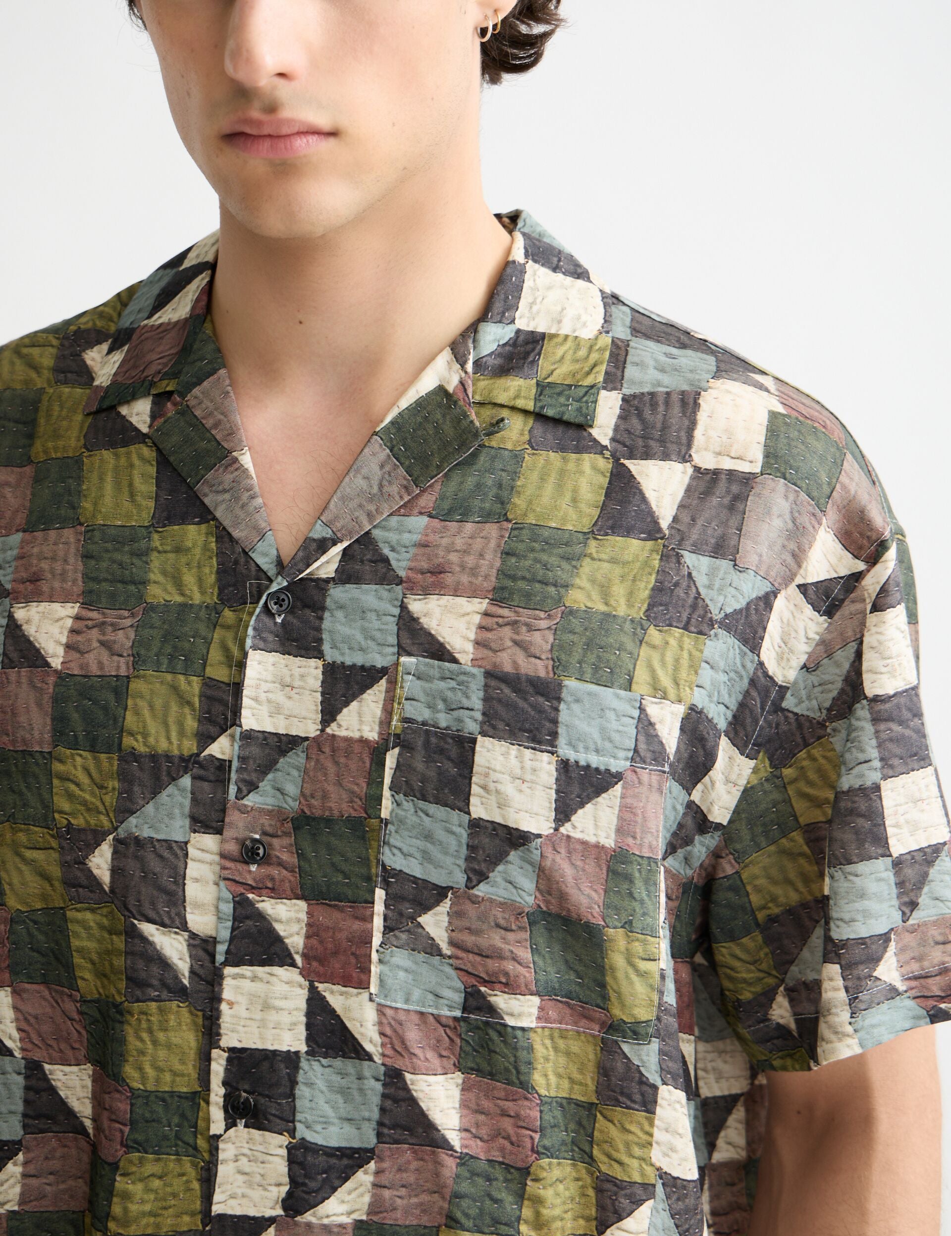 Printed short-sleeved tencel shirt