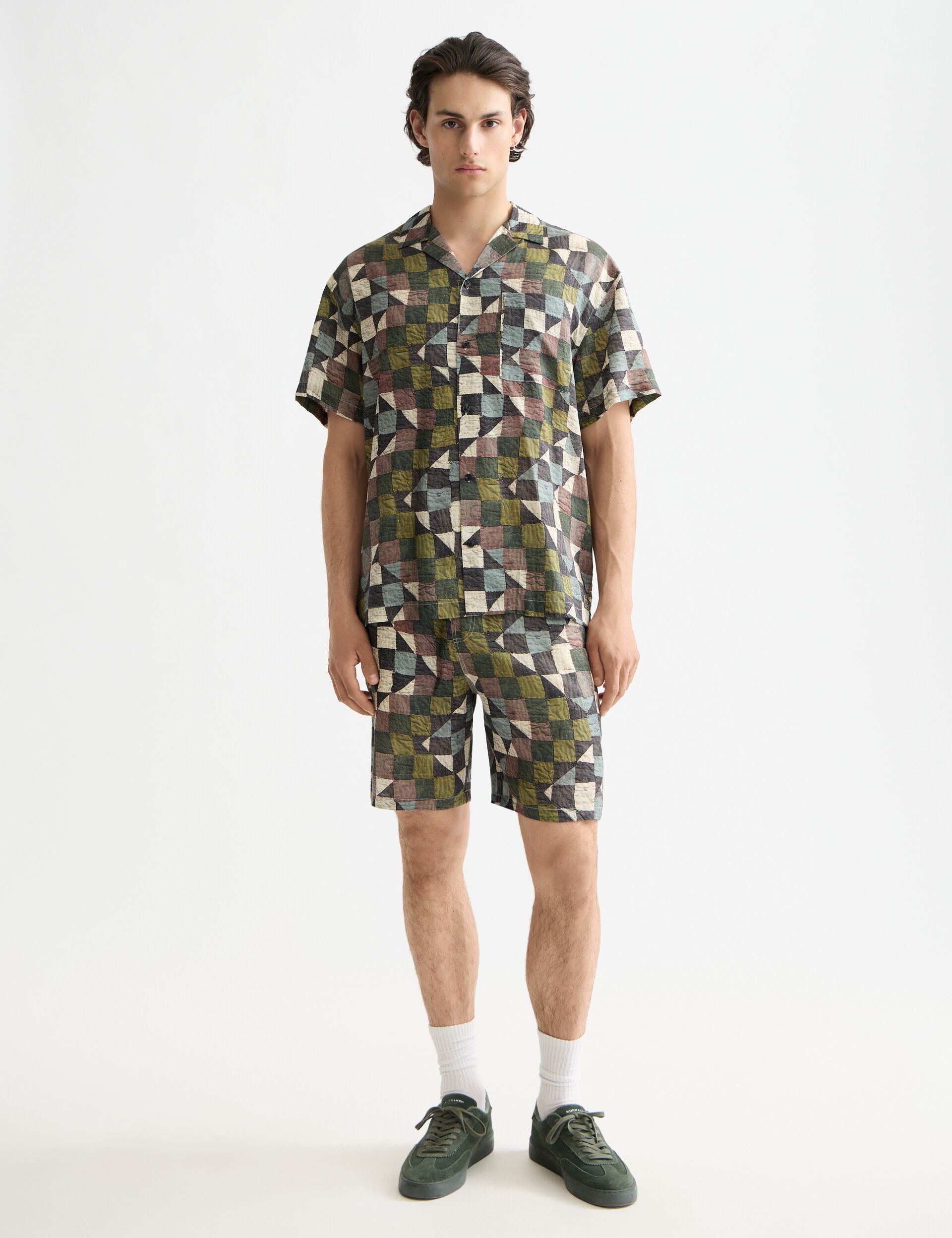 Printed short-sleeved tencel shirt