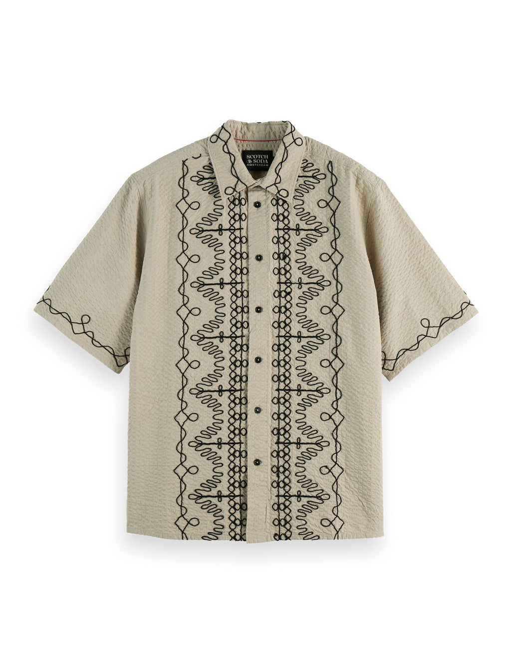 Embroidered short-sleeved shirt
