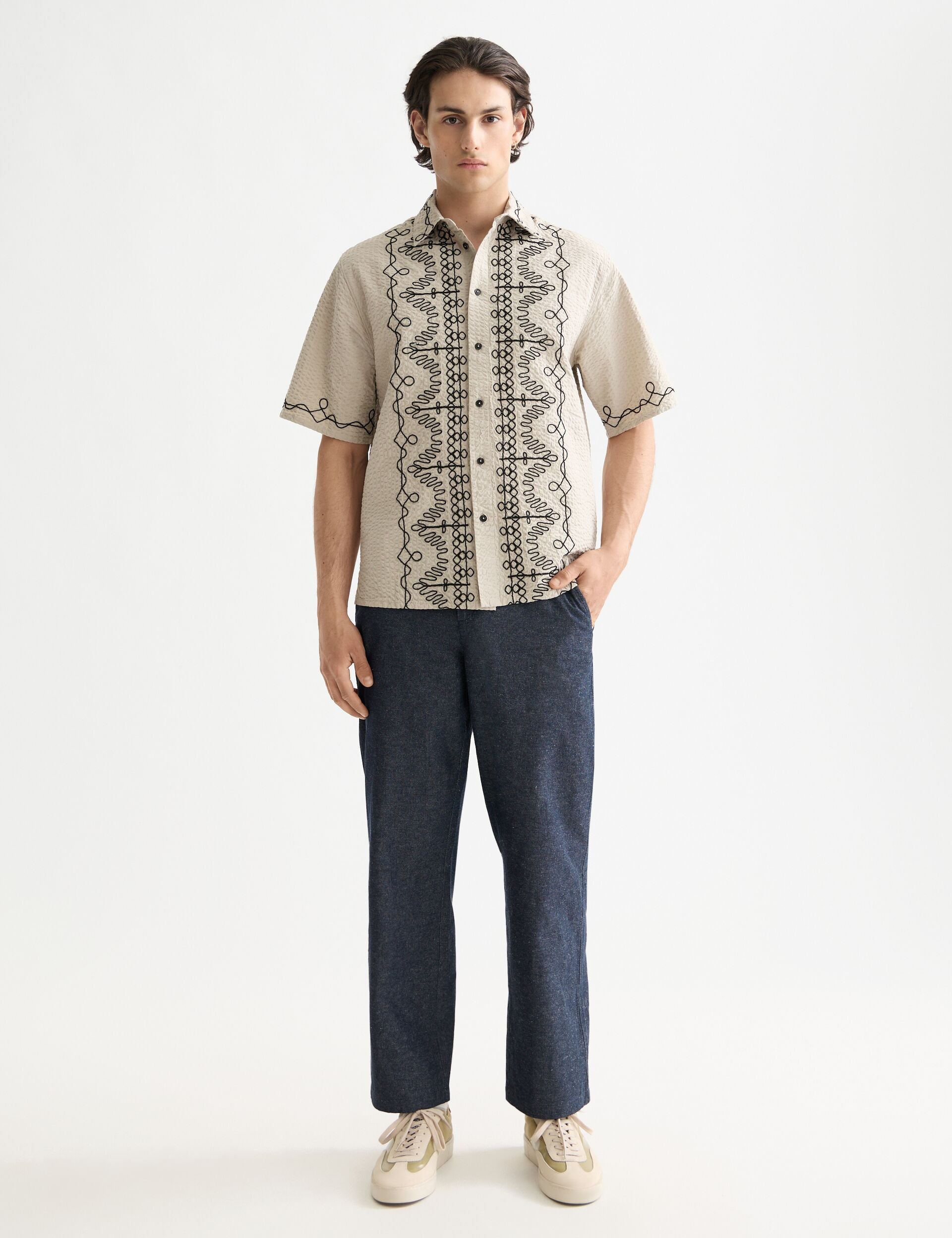 トップス eaphi EMBROIDERY SHORT SLEEVE SHIRTS Embroidered short-sleeved shirt – Scotch & Soda