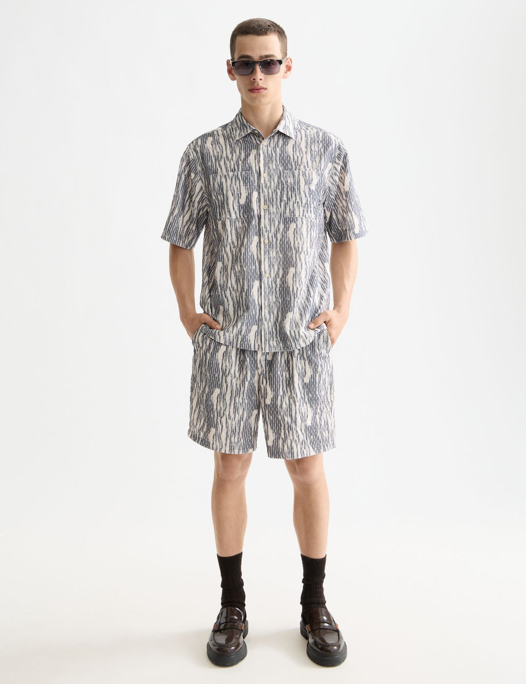 Jacquard short-sleeved shirt