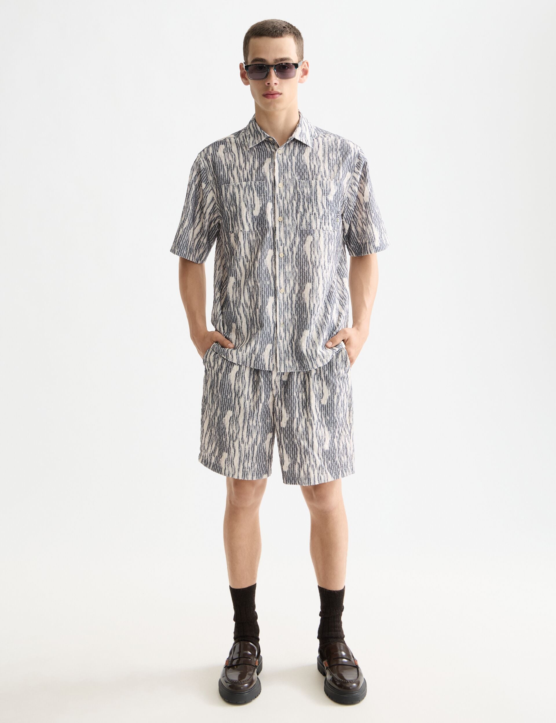 Jacquard short-sleeved shirt