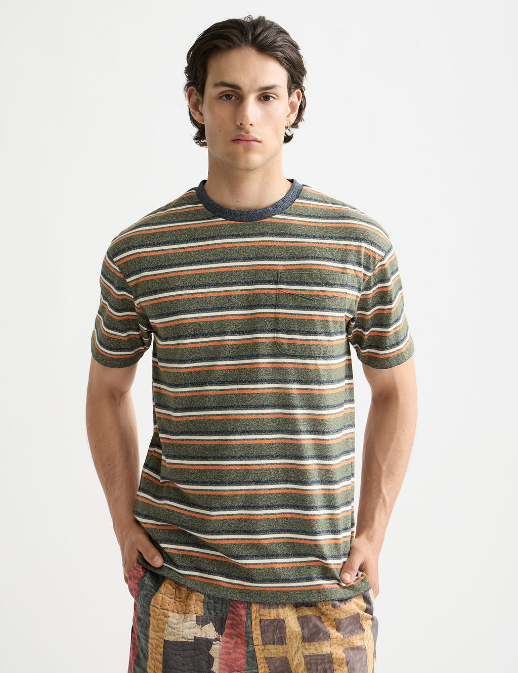 Relaxed Fit Yarn Dye Stripe T-shirt