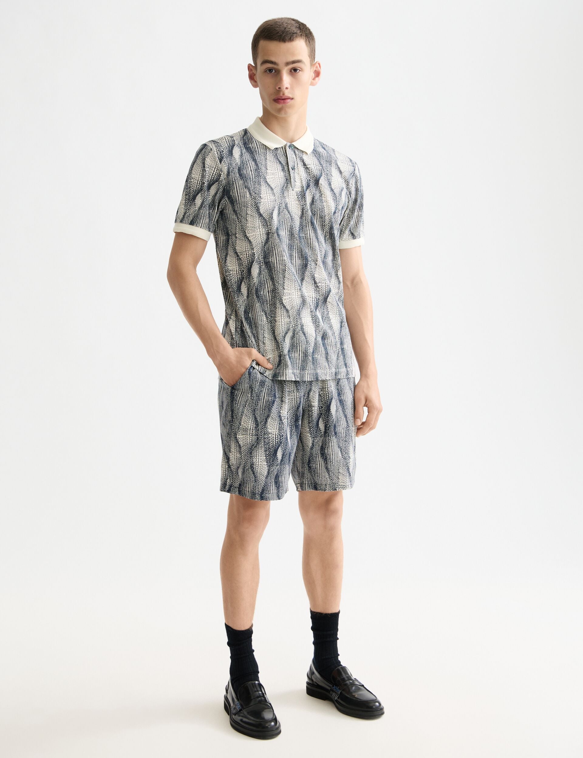 Micro allover print regular fit polo