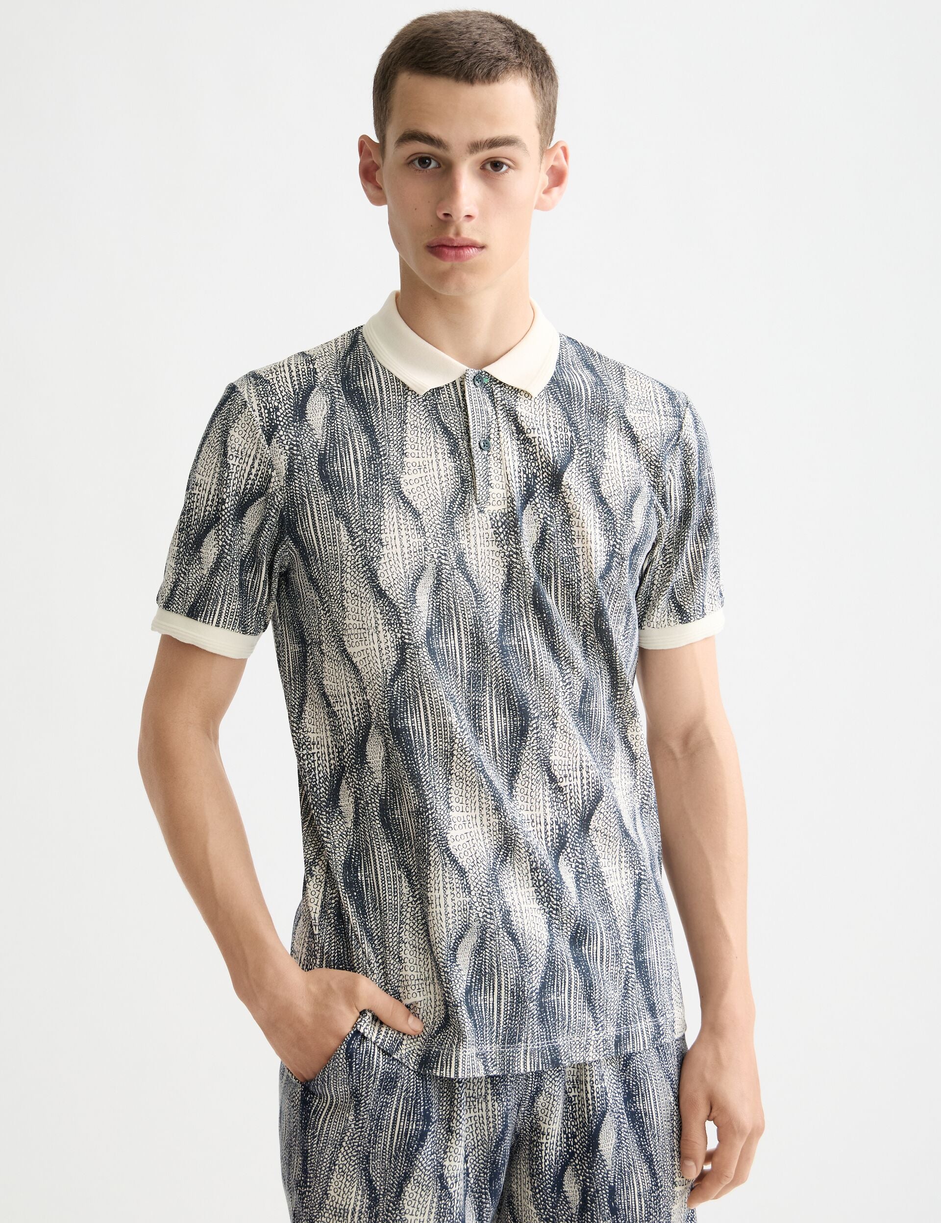 Micro allover print regular fit polo