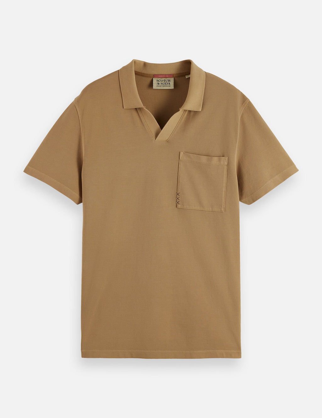 Garment-dyed pique relaxed fit pocket polo