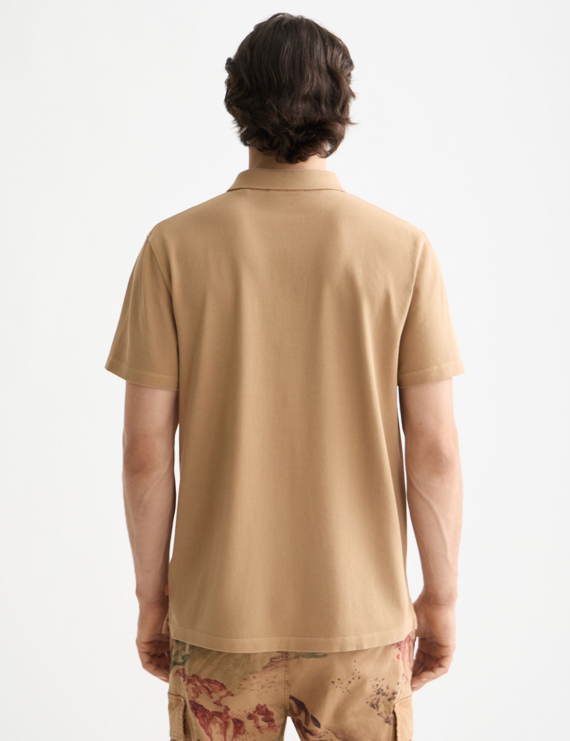Garment-dyed pique relaxed fit pocket polo