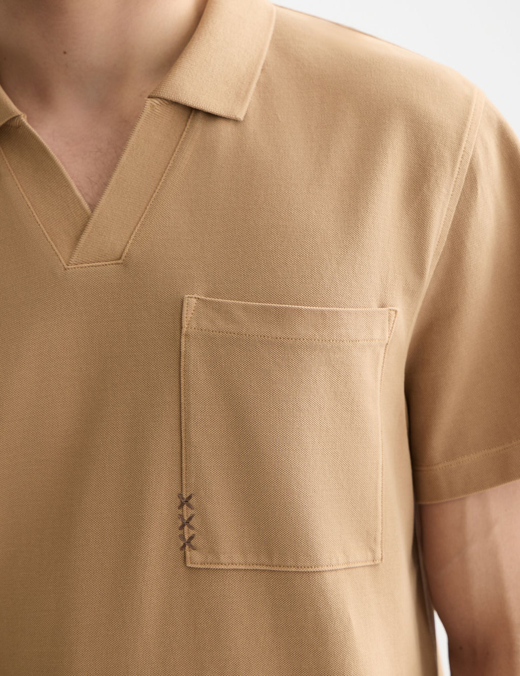 Garment-dyed pique relaxed fit pocket polo