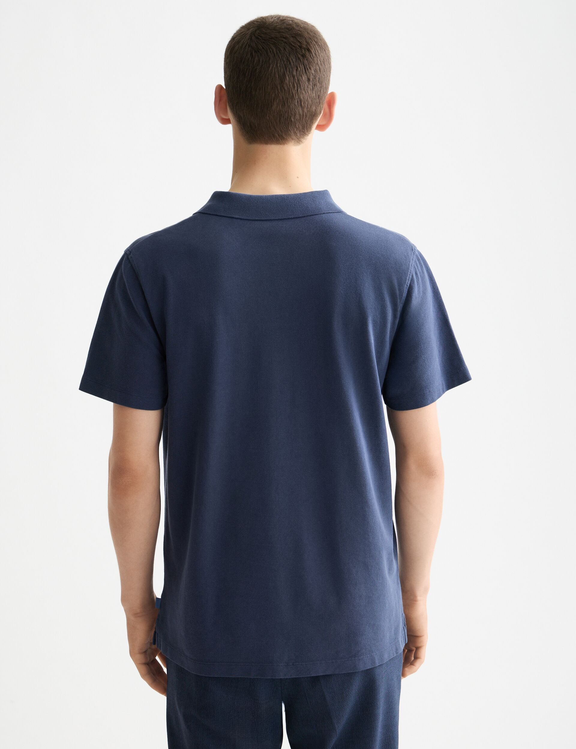 Garment-dyed pique relaxed fit pocket polo