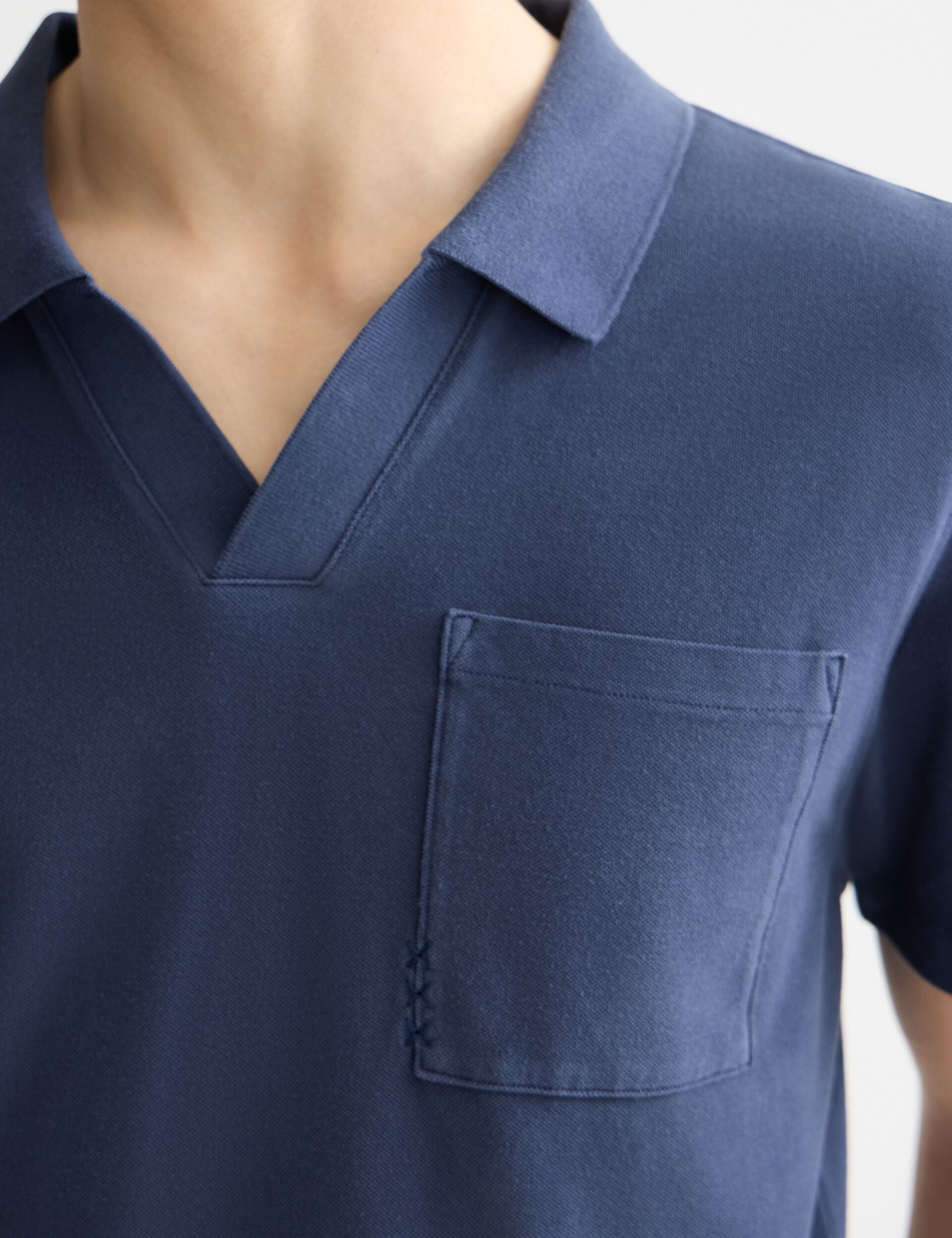 Garment-dyed pique relaxed fit pocket polo