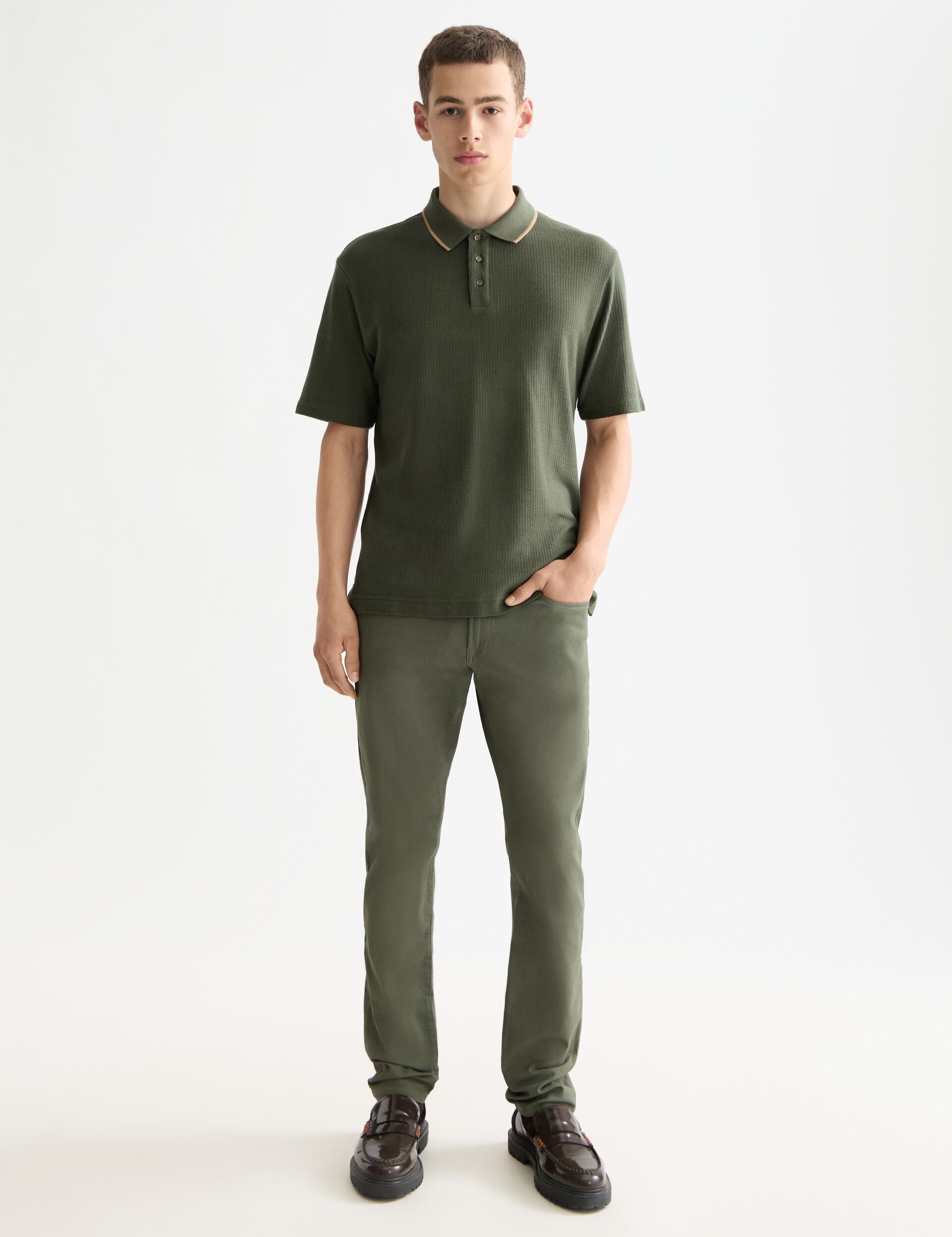 Structured relaxed fit polo