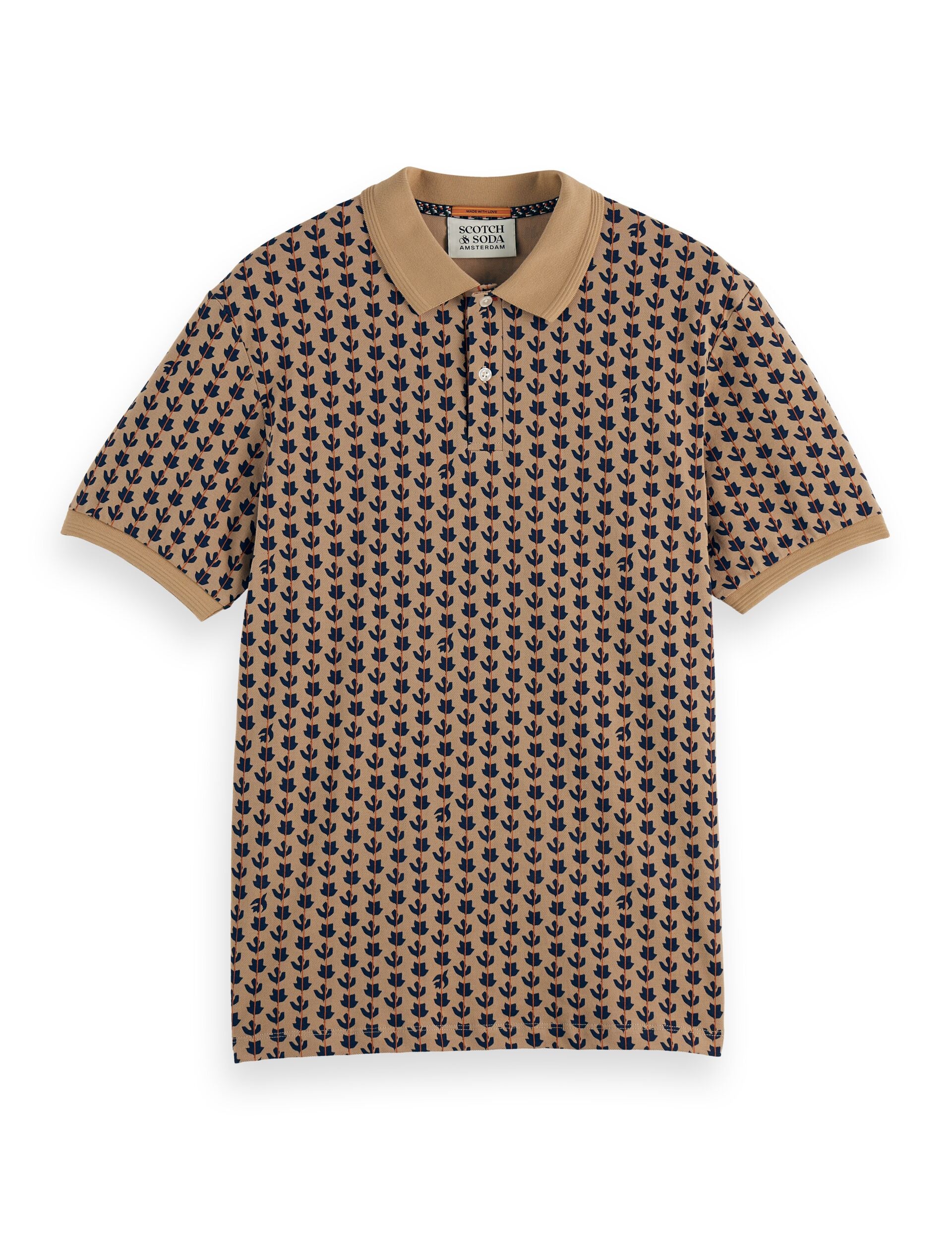 Micro allover print jersey regular fit polo