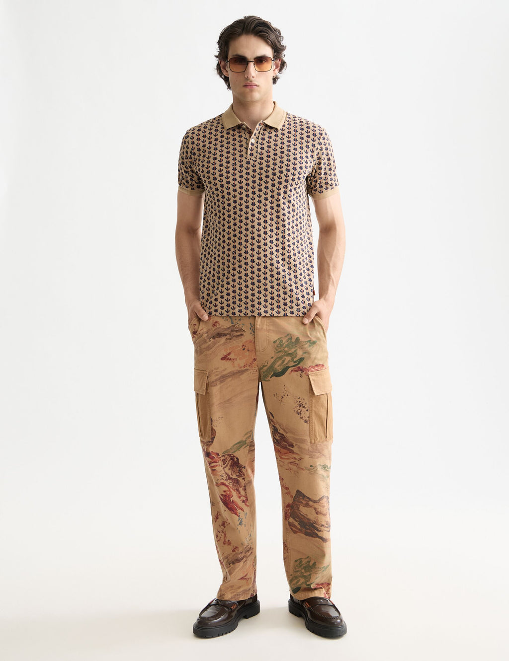 Micro allover print jersey regular fit polo