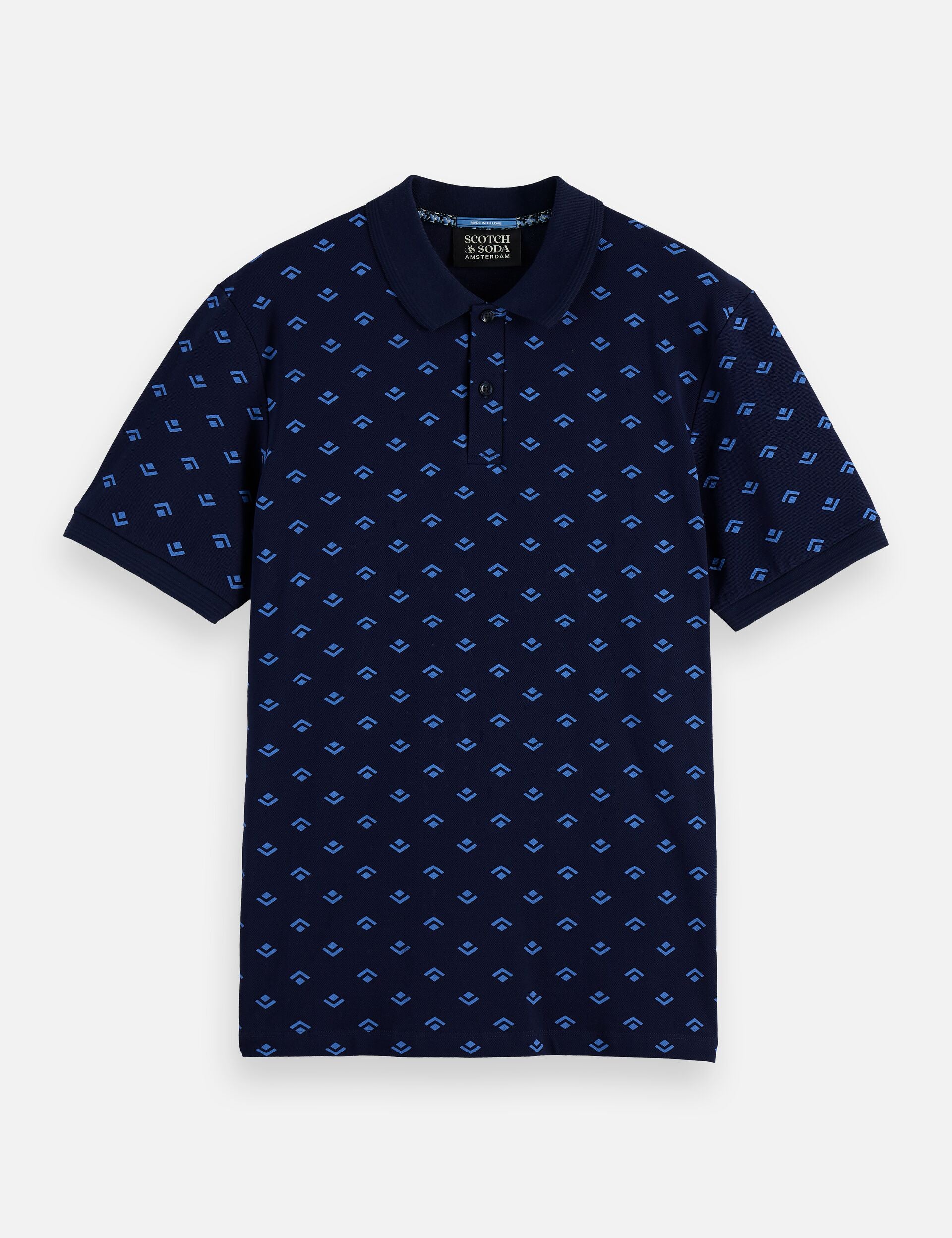 Micro allover print jersey regular fit polo