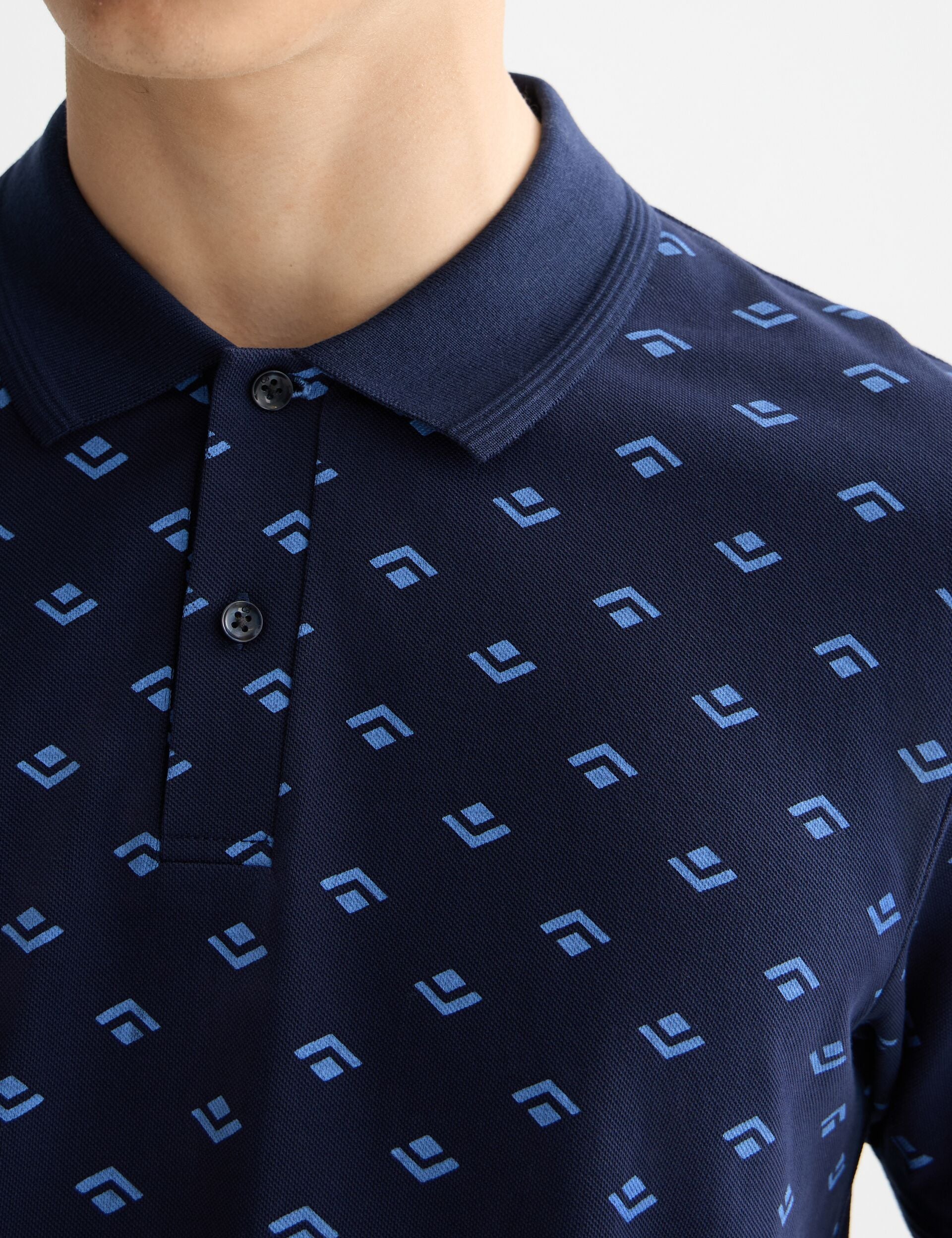 Micro allover print jersey regular fit polo