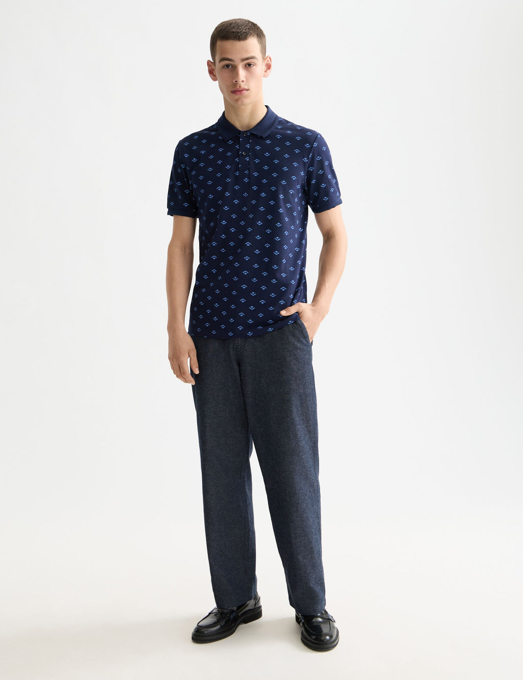 Micro allover print jersey regular fit polo