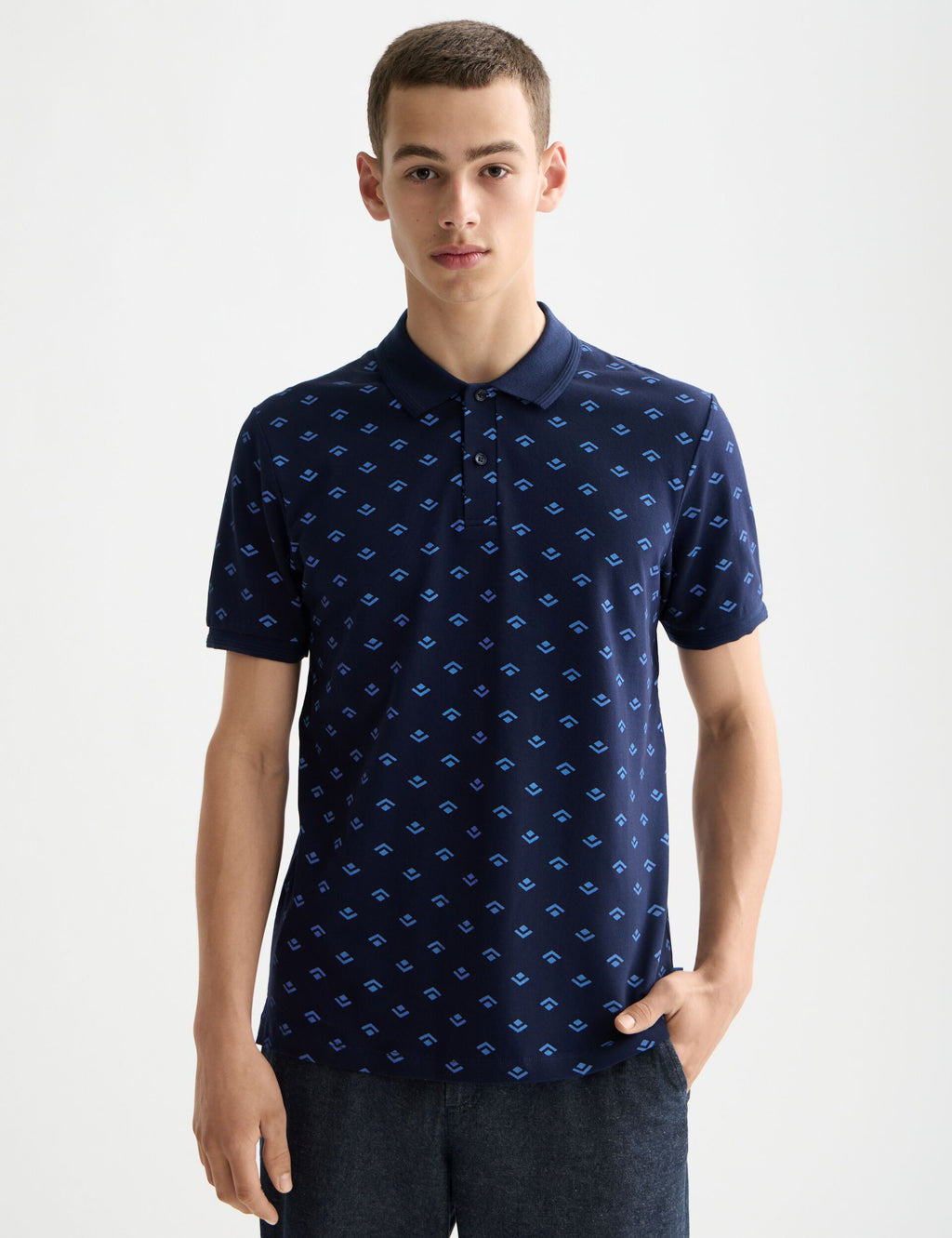 Micro allover print jersey regular fit polo