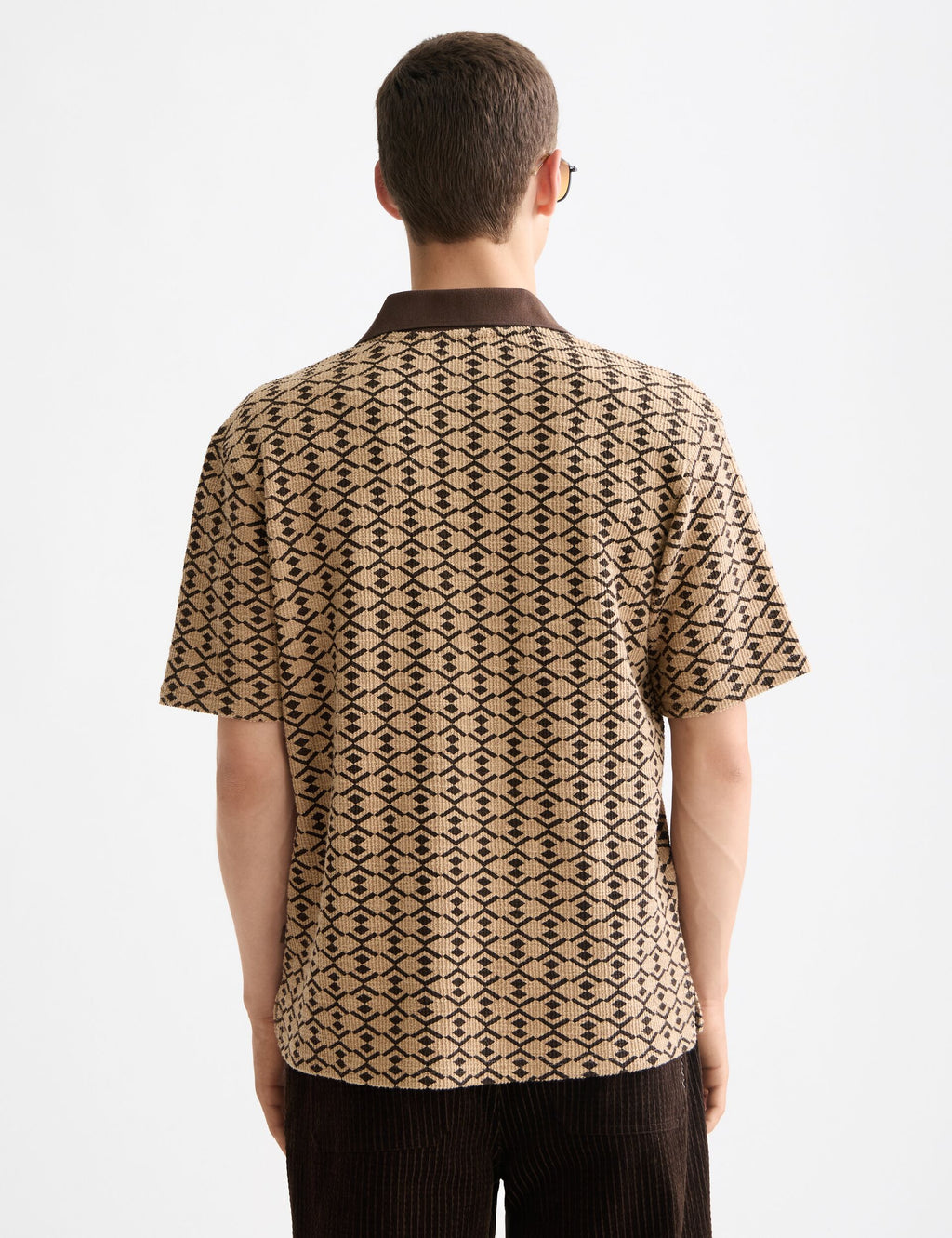 Towelling printed relaxed fit polo