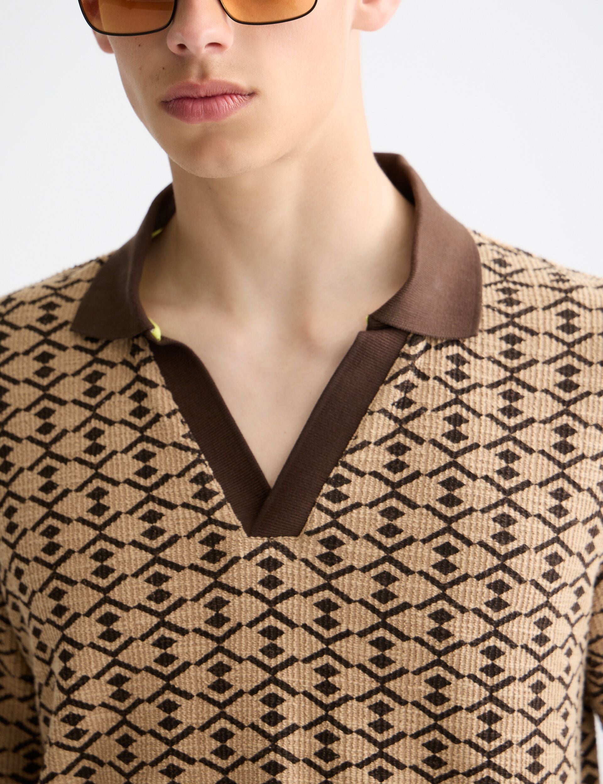 Towelling printed relaxed fit polo