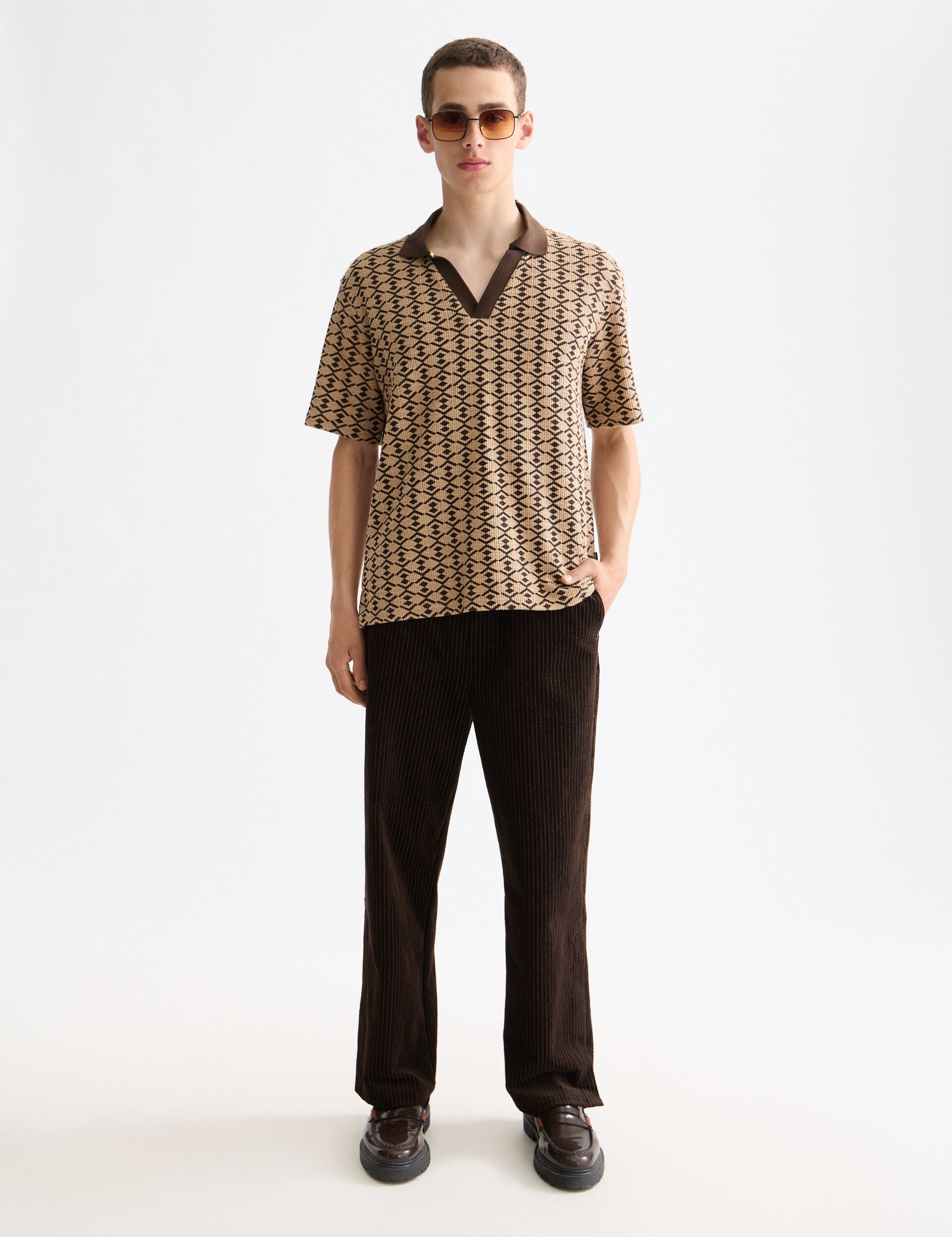 Towelling printed relaxed fit polo