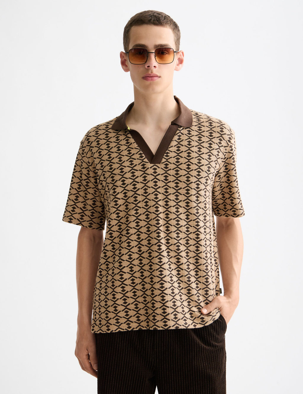 Towelling printed relaxed fit polo