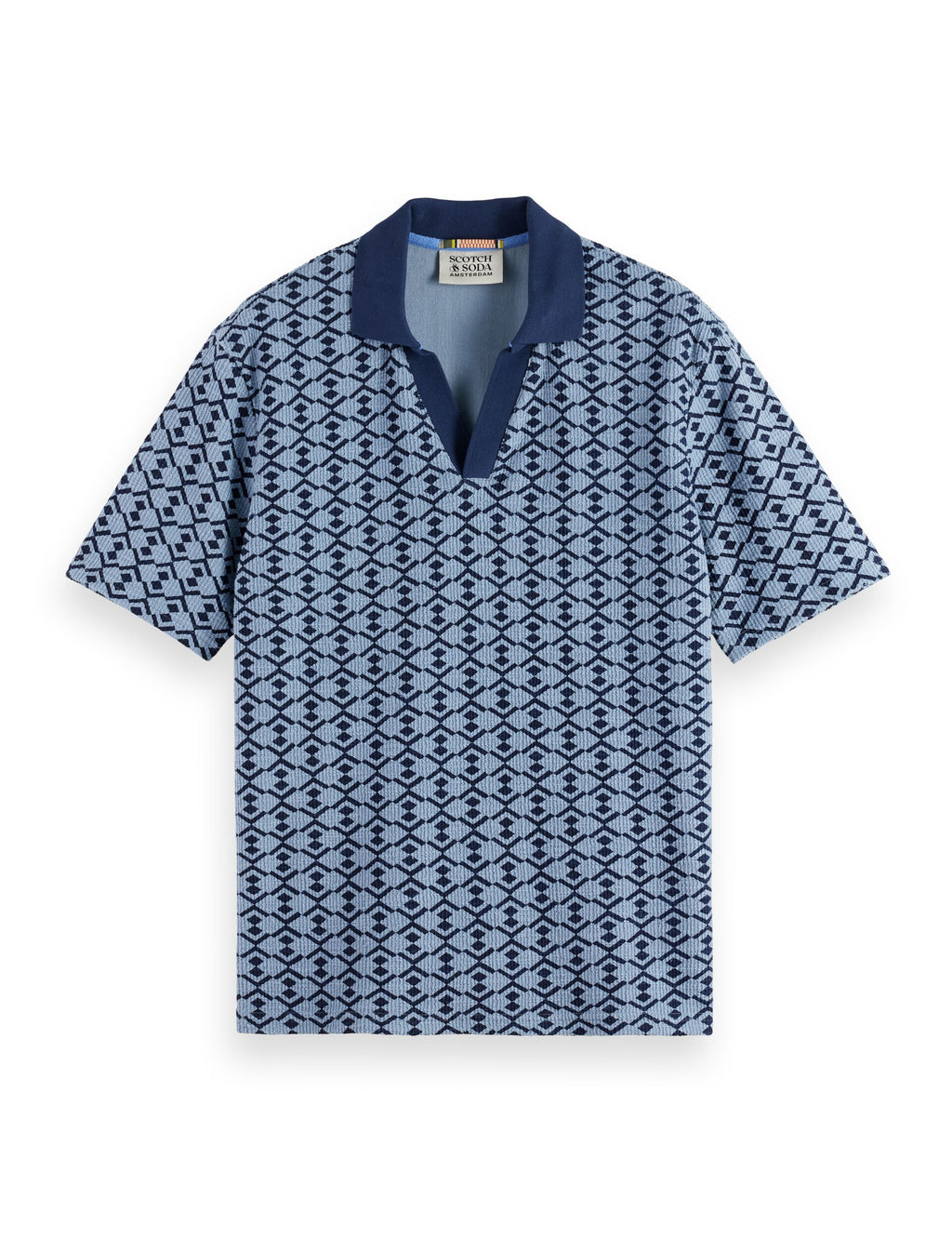 Towelling printed relaxed fit polo