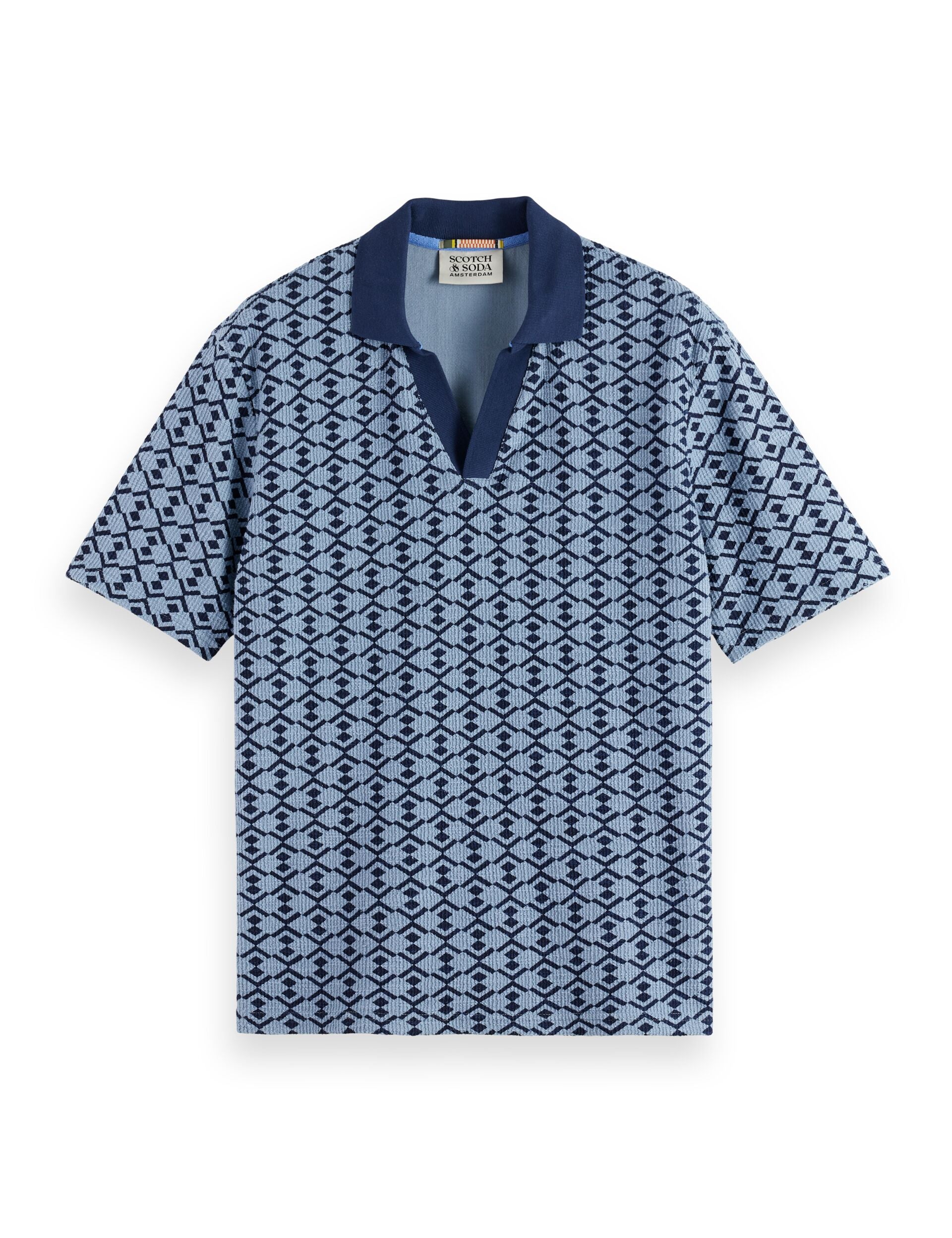 Towelling printed relaxed fit polo