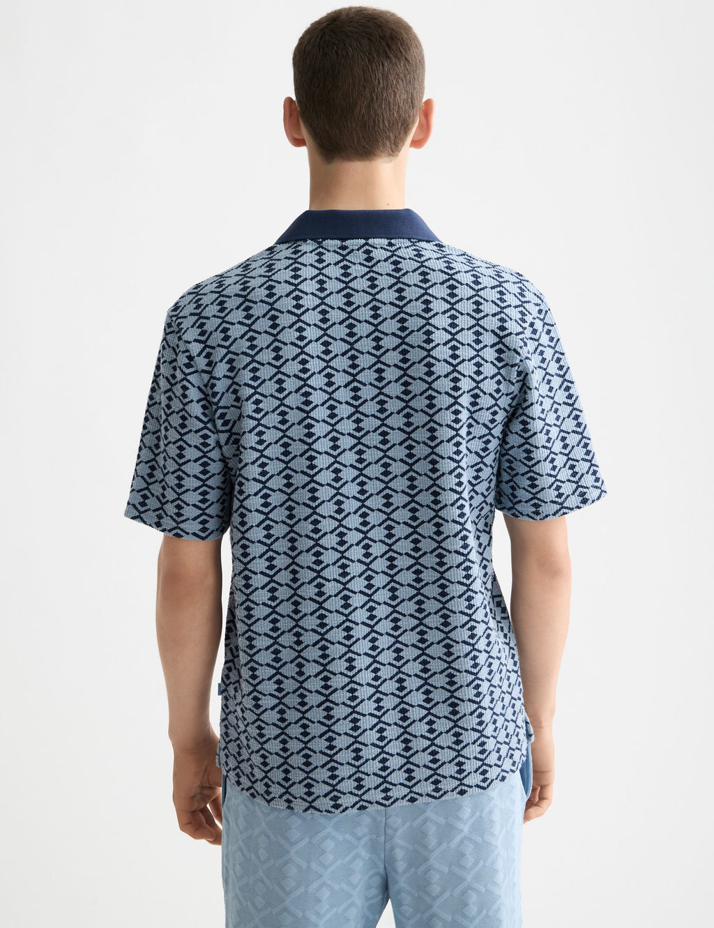 Towelling printed relaxed fit polo