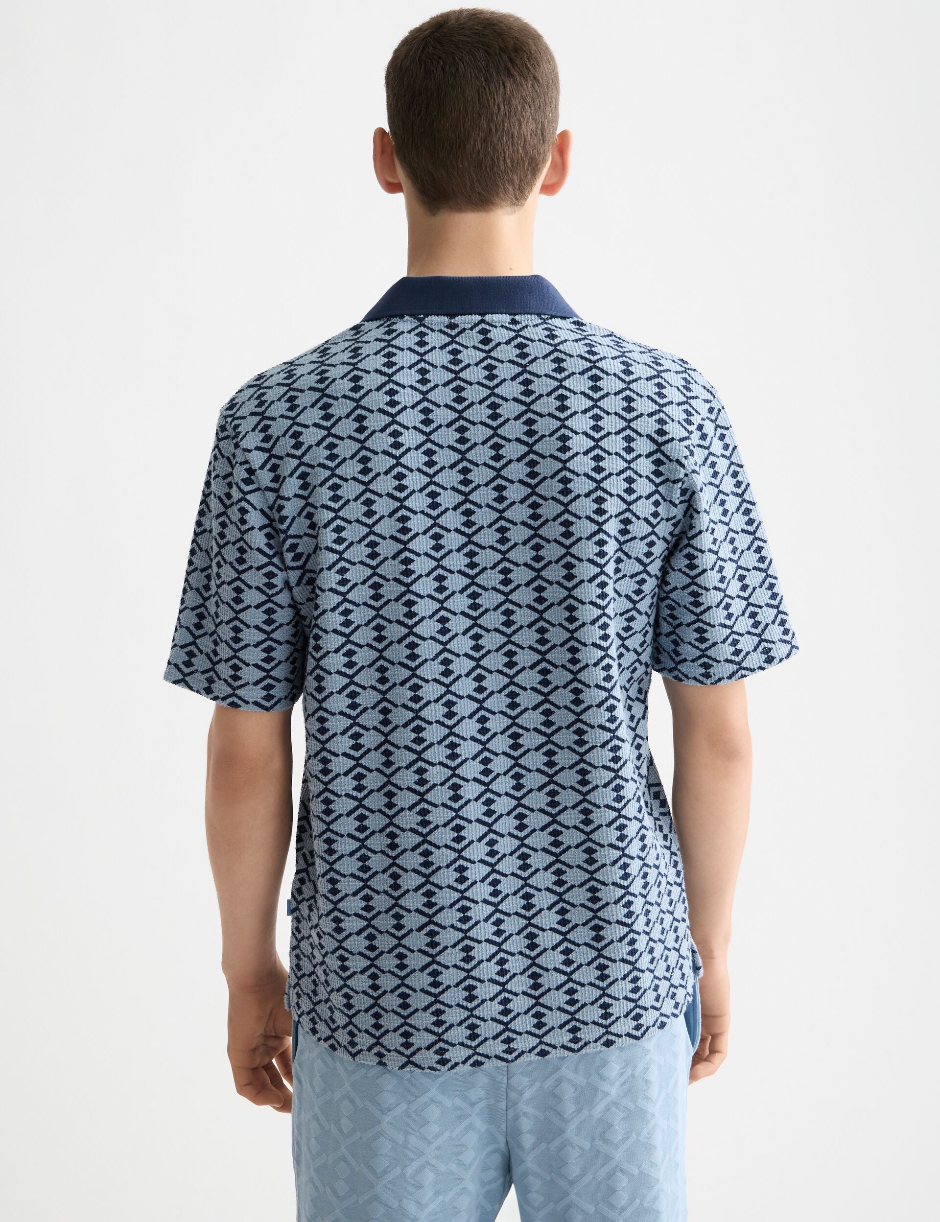 Towelling printed relaxed fit polo