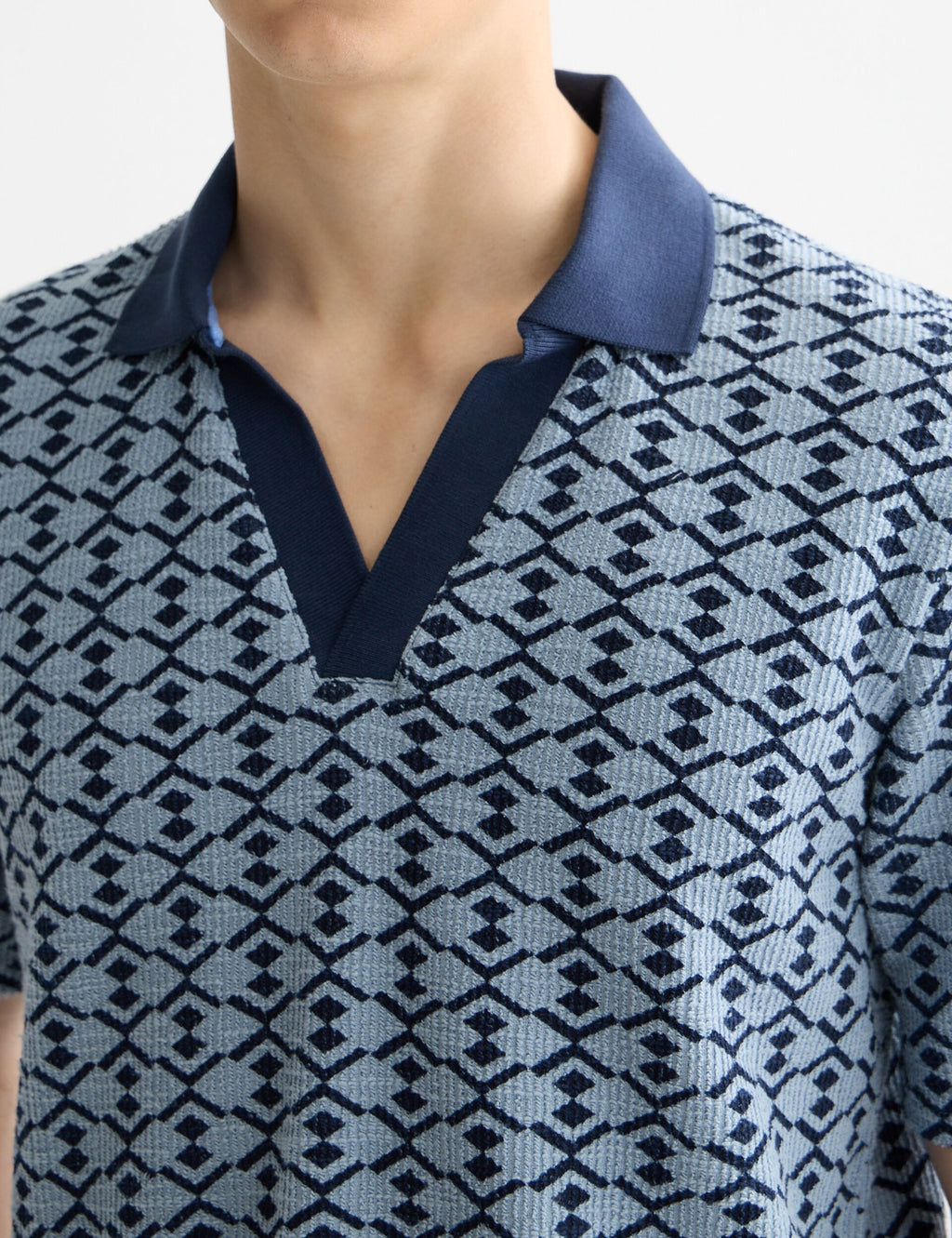 Towelling printed relaxed fit polo